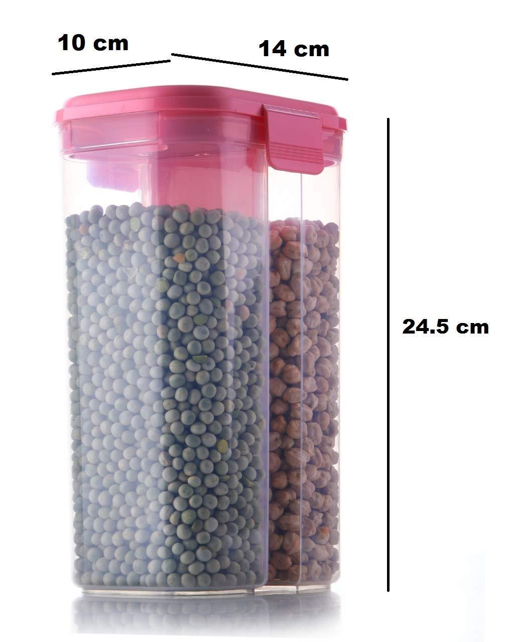 2147 Plastic 2 Sections Air Tight Transparent Food Grain Cereal Storage Container (2 Ltr) - warehousetech13