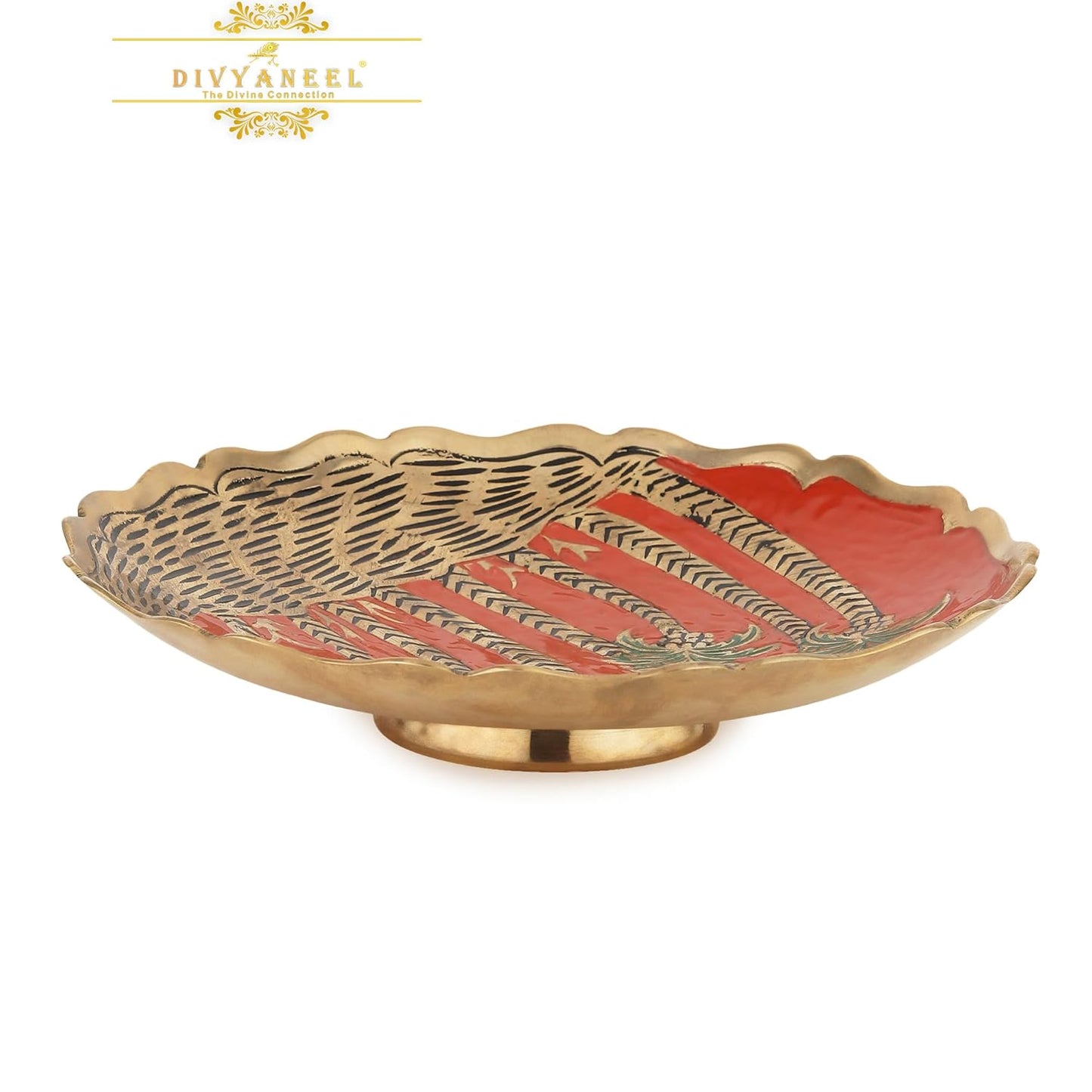 DIVYANEEL Tree Design Brass Plate – Handcrafted Decorative Plate with Enamel Art | Brass Wall Accent & Table Décor by Indian Artisans | Make in India. Artistic Tree Motif – Features a Symbolic Tree. - warehousetech13