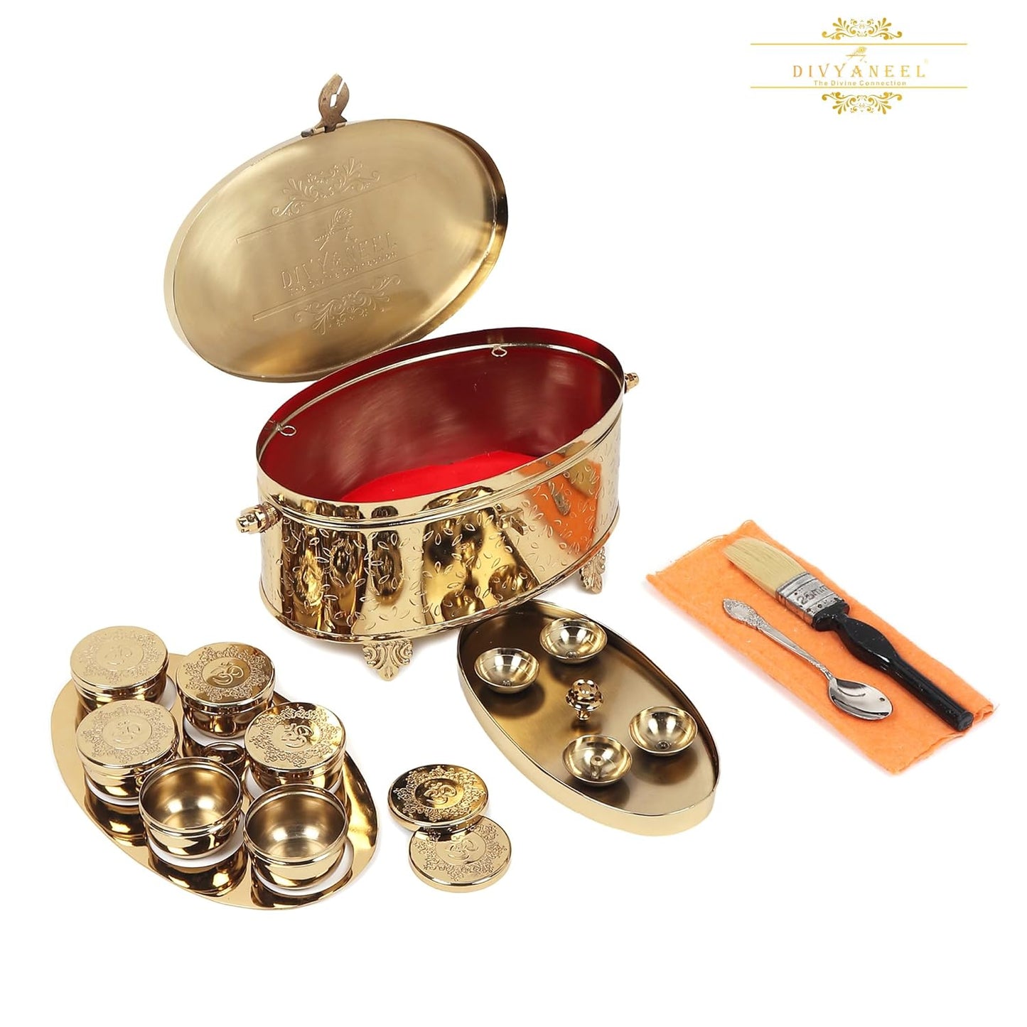 Brass Puja Box (Gold or Silver Plated) - 1 Unit
