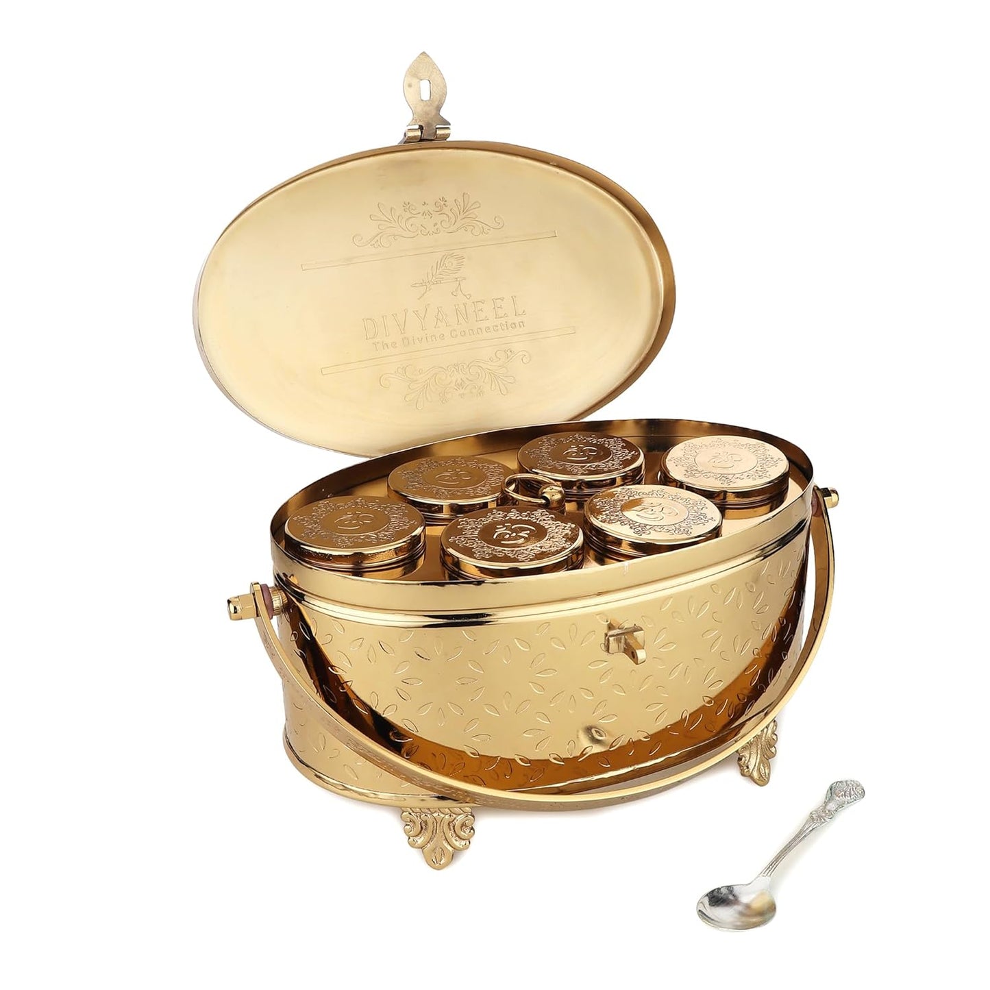 Brass Puja Box (Gold or Silver Plated) - 1 Unit