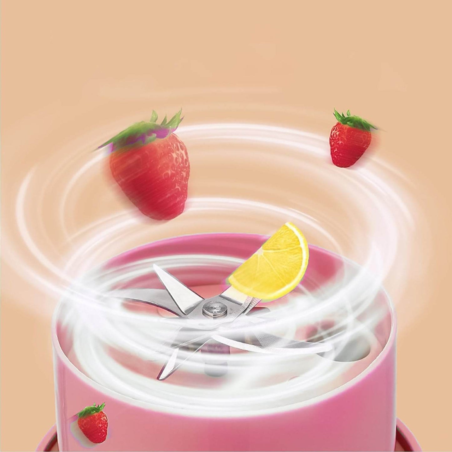 Portable Crusher Juicer With Handle Straw Usb Rechargeable 6 Blades (420 Ml) - warehousetech13