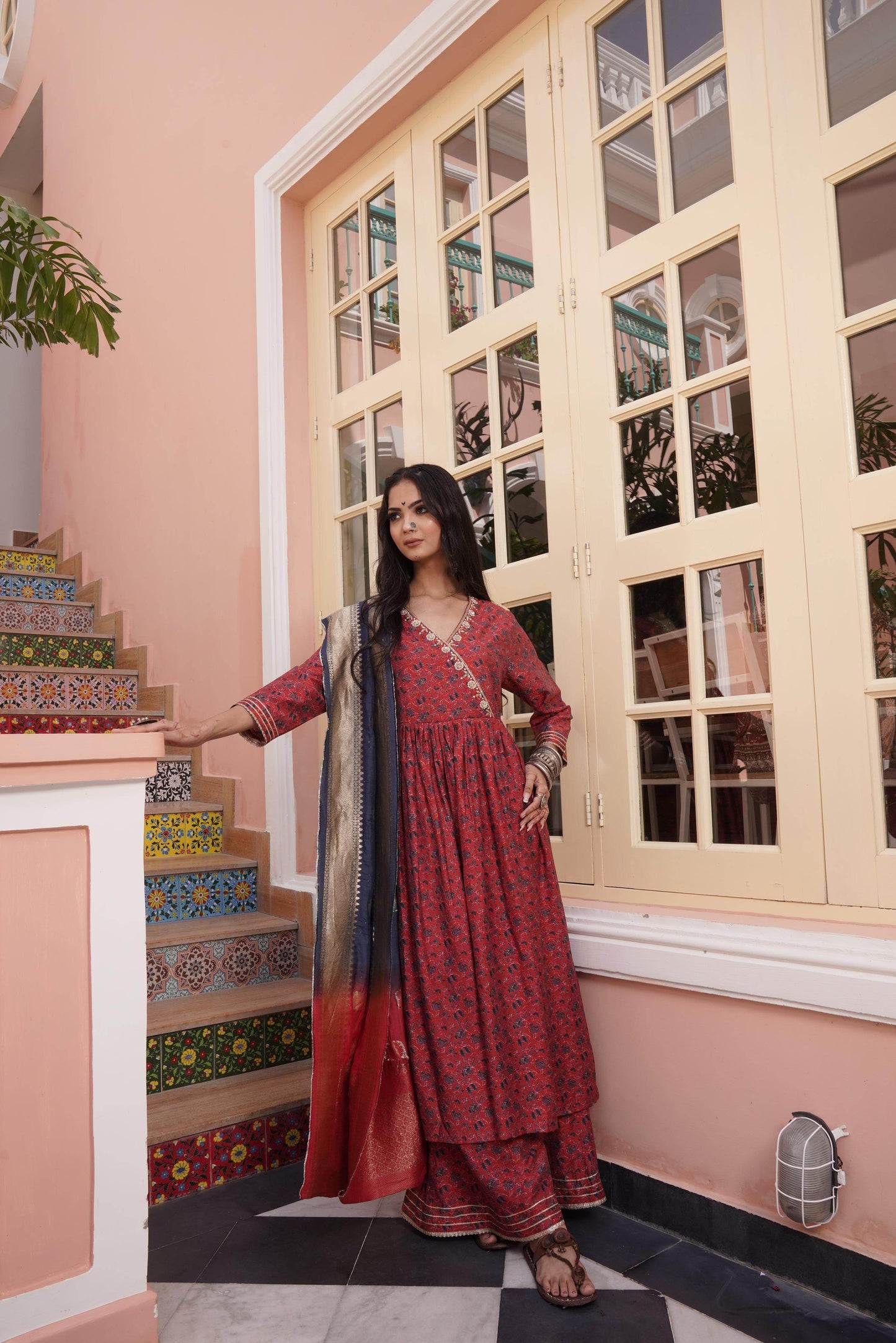 Elegant Inayat Red Chanderi Kurta and Dupatta Set