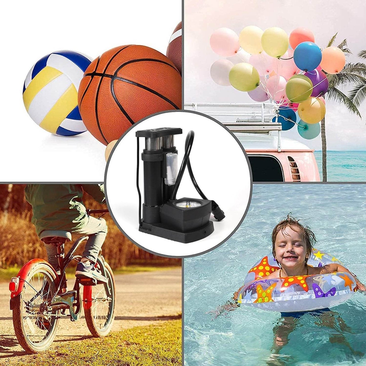 Portable Mini Bike Pumpcycle Pump Foot Activated With Gauge Floor Bicycle Pump Cycle Pump - warehousetech13