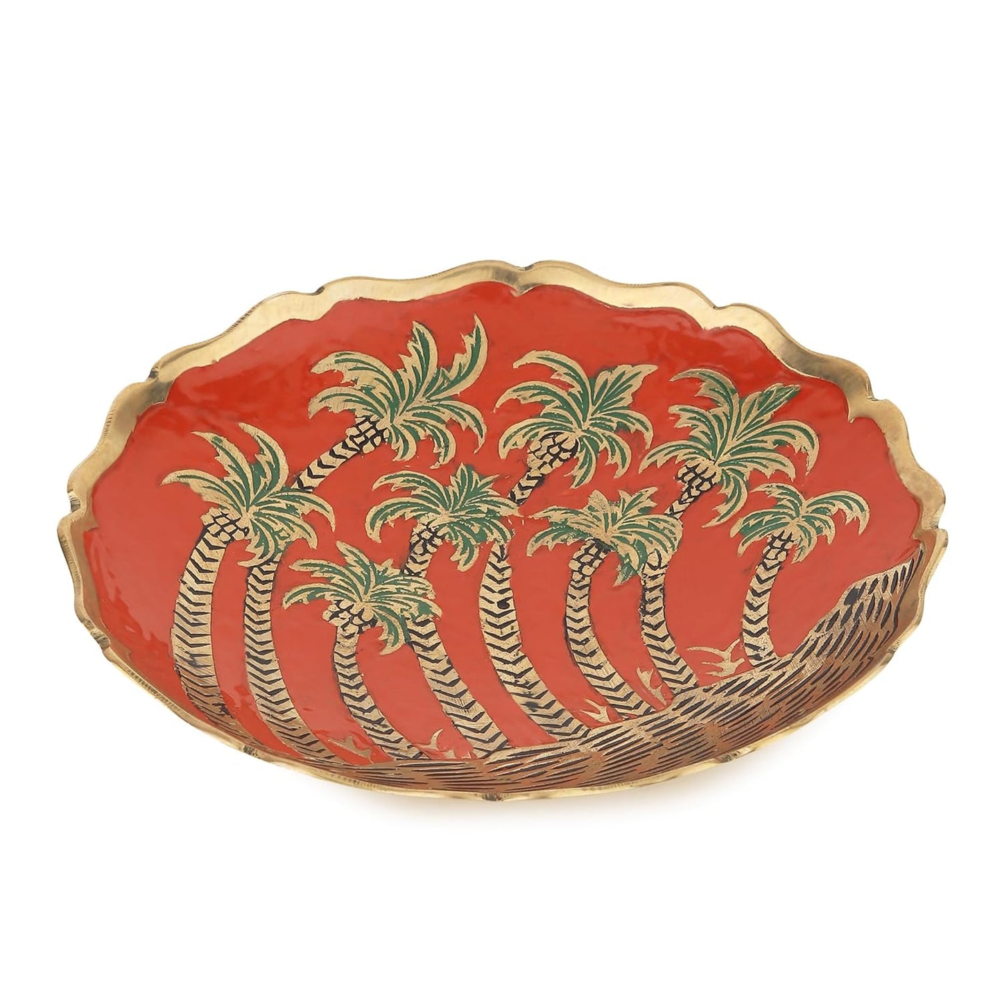 DIVYANEEL Tree Design Brass Plate – Handcrafted Decorative Plate with Enamel Art | Brass Wall Accent & Table Décor by Indian Artisans | Make in India. Artistic Tree Motif – Features a Symbolic Tree. - warehousetech13