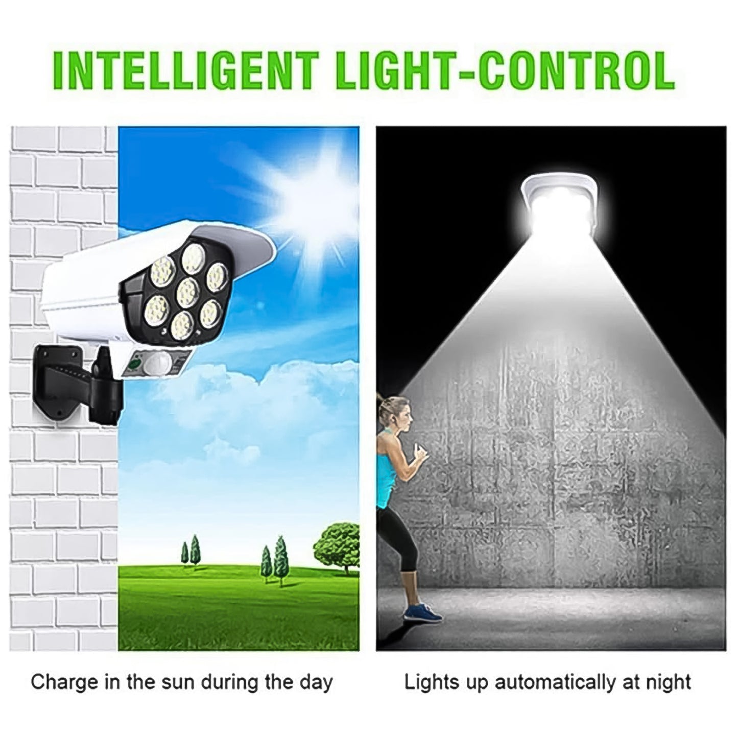 Solar Light Outdoor Motion Sensor Security Camera Shaped Dummy Wall Lamp (1 Pc) - warehousetech13