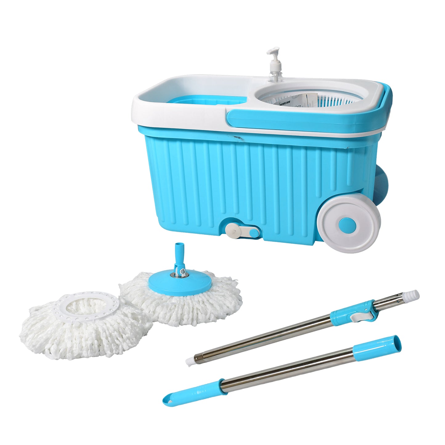 Sporty Plastic Spin Mop With Bigger Wheels And Plastic Auto Fold Handle For 360 Degree Cleaning. - warehousetech13