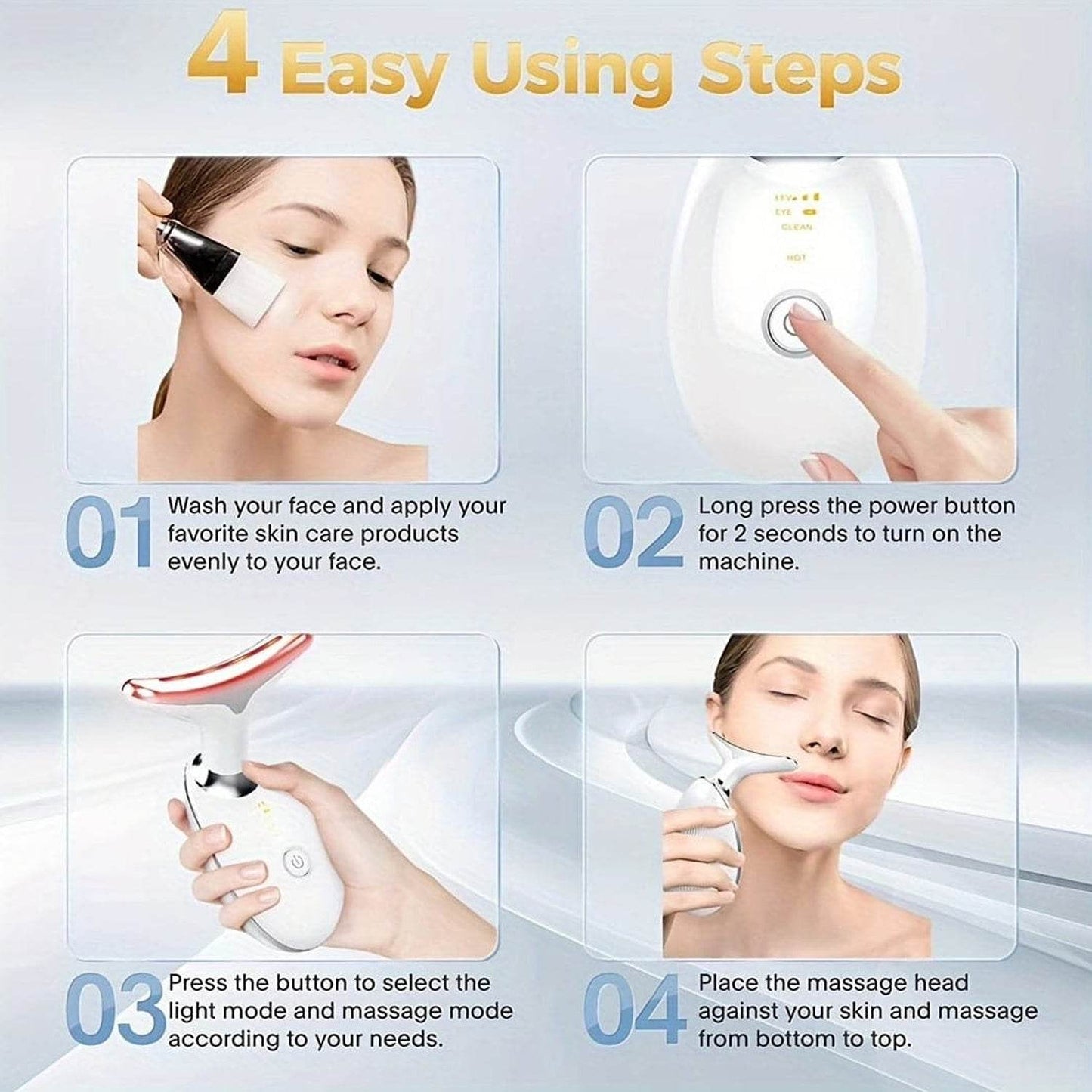 Electric Face Massager Wrinkle Remover Led Photon Face Beauty Device - warehousetech13