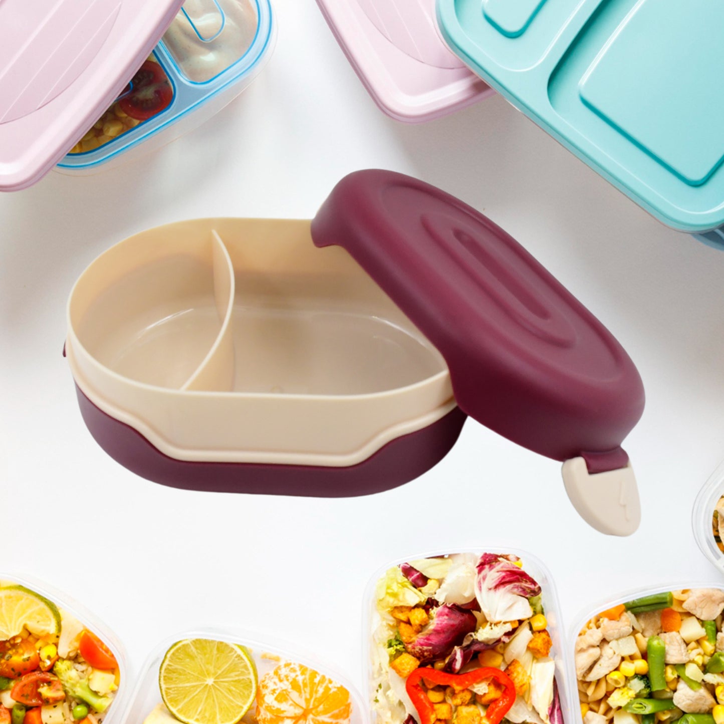 Airtight Food Grade Tiffin Box With 2 In 1 Spoon And 2 Compartment - warehousetech13