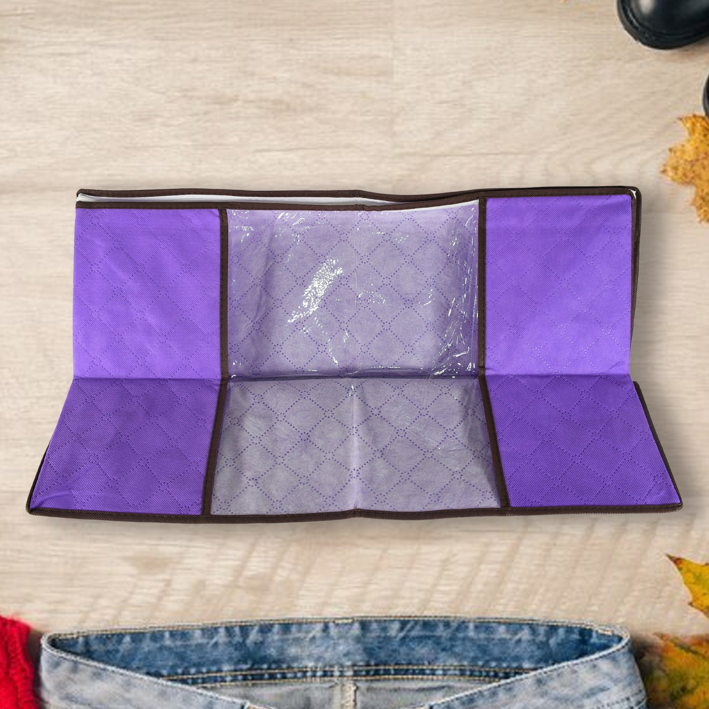 Clothing Storage Bag With Zipper Non-woven Storage Bag For Storing The Clothes And Sarees. - warehousetech13