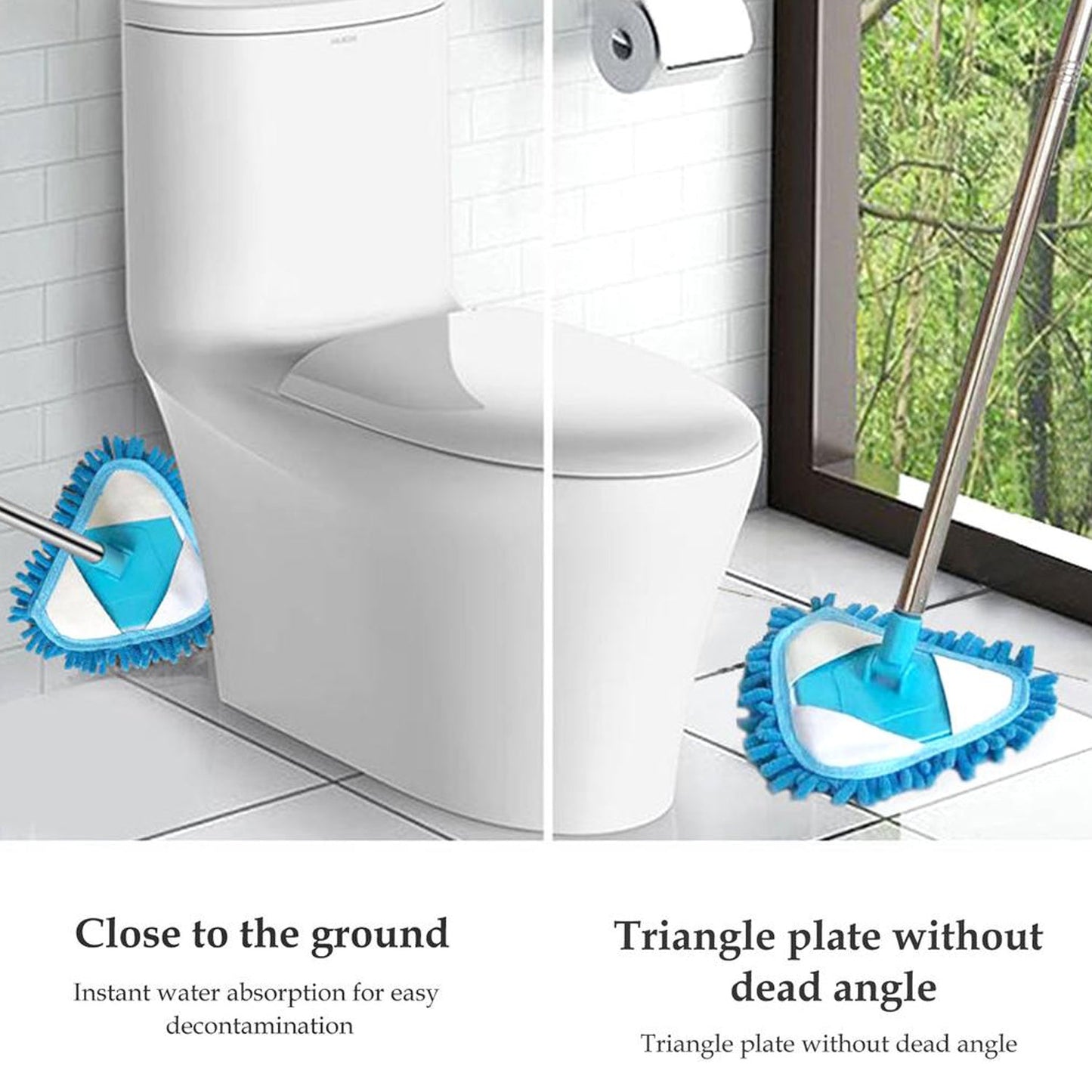 Stainless Steel Road Adjustable Triangle Mop Used For Cleaning Dusty And Wet Floor Surfaces And Tiles. - warehousetech13