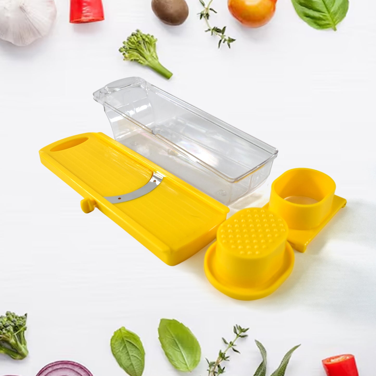 Big Multipurpose Vegetable And Fruit Slicer (Yellow 1 Pc) - warehousetech13