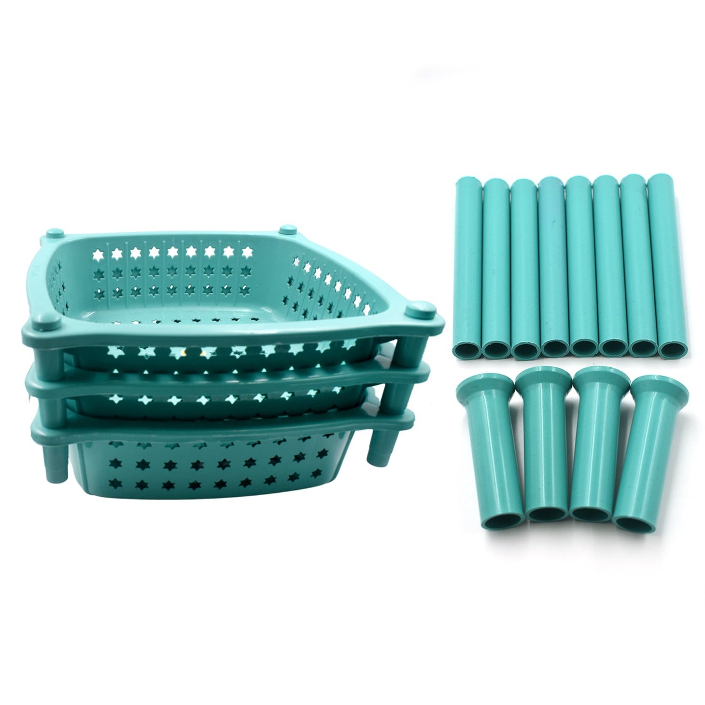 2588 3 Layer Squre Kitchen Trolley Basket - warehousetech13