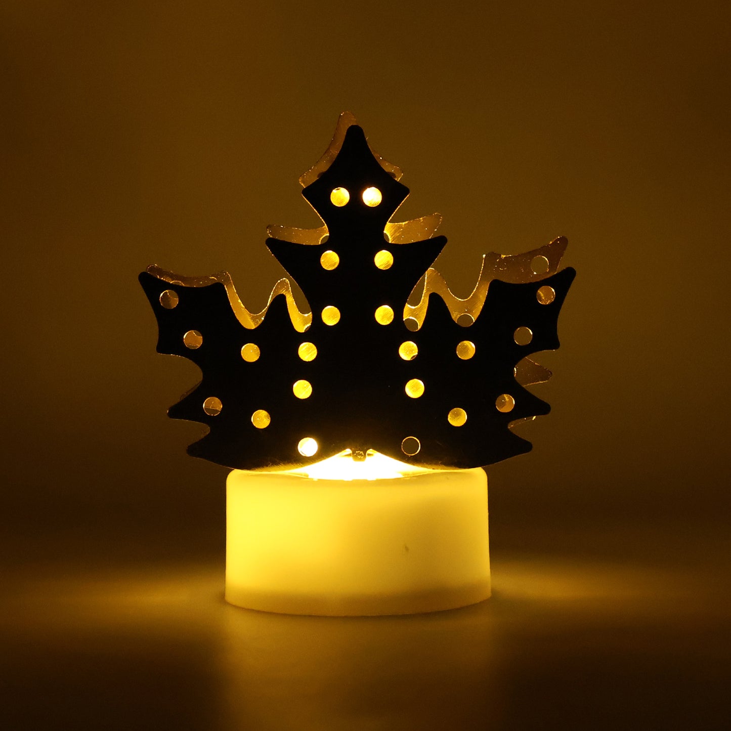 Decorative Led Gold Metal Leaf Diya Lamp (1 Pc) - warehousetech13
