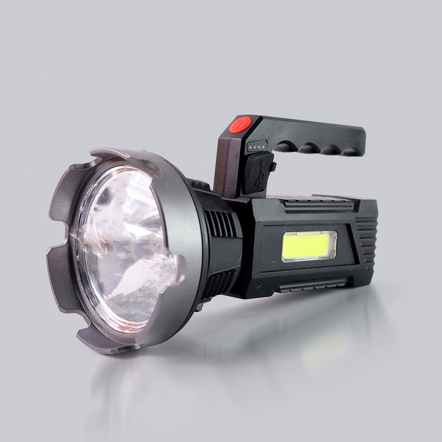 Heavy-duty Rechargeable Usb Led Hand Torch With Cob Side Light (1 Pc) - warehousetech13