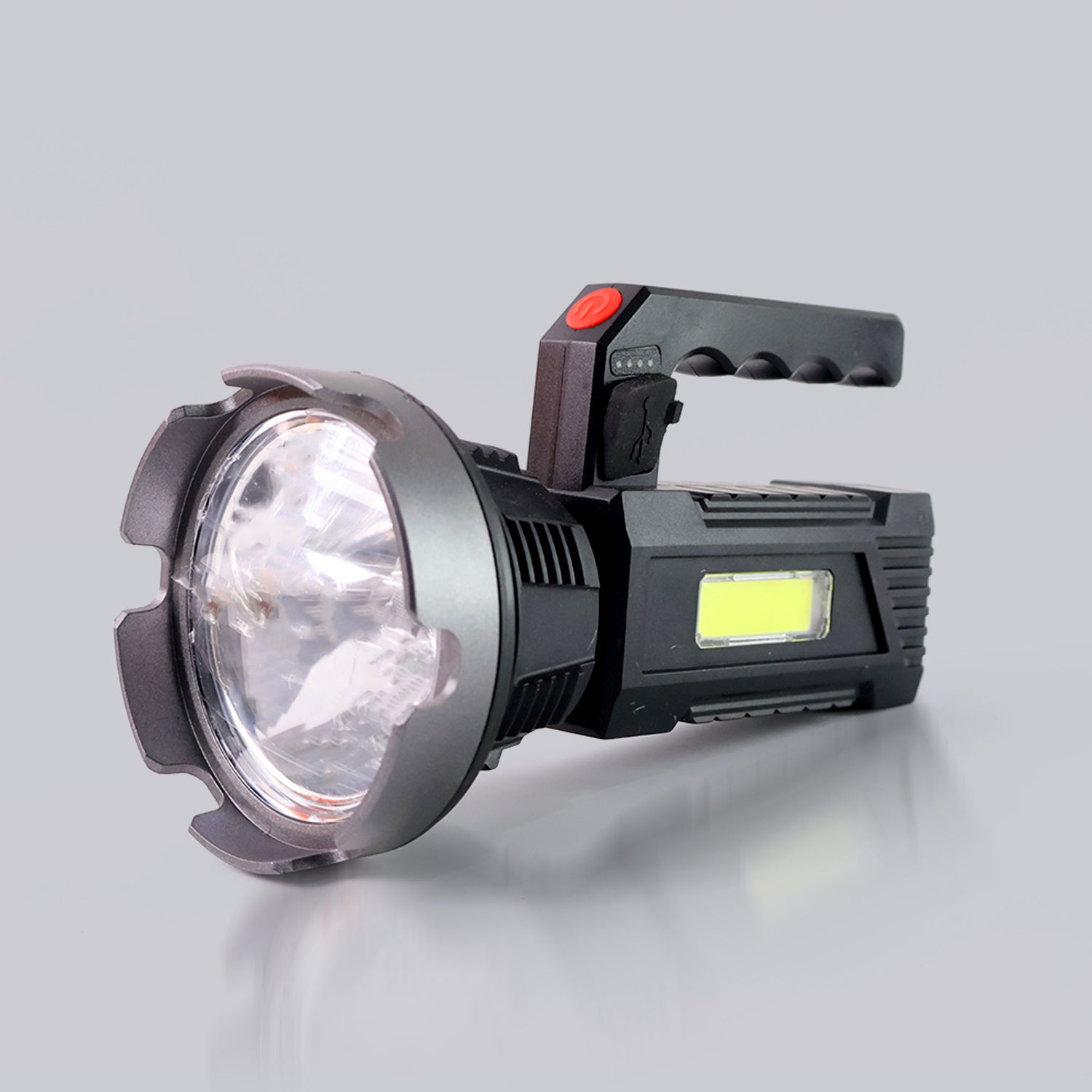 Heavy-duty Rechargeable Usb Led Hand Torch With Cob Side Light (1 Pc) - warehousetech13