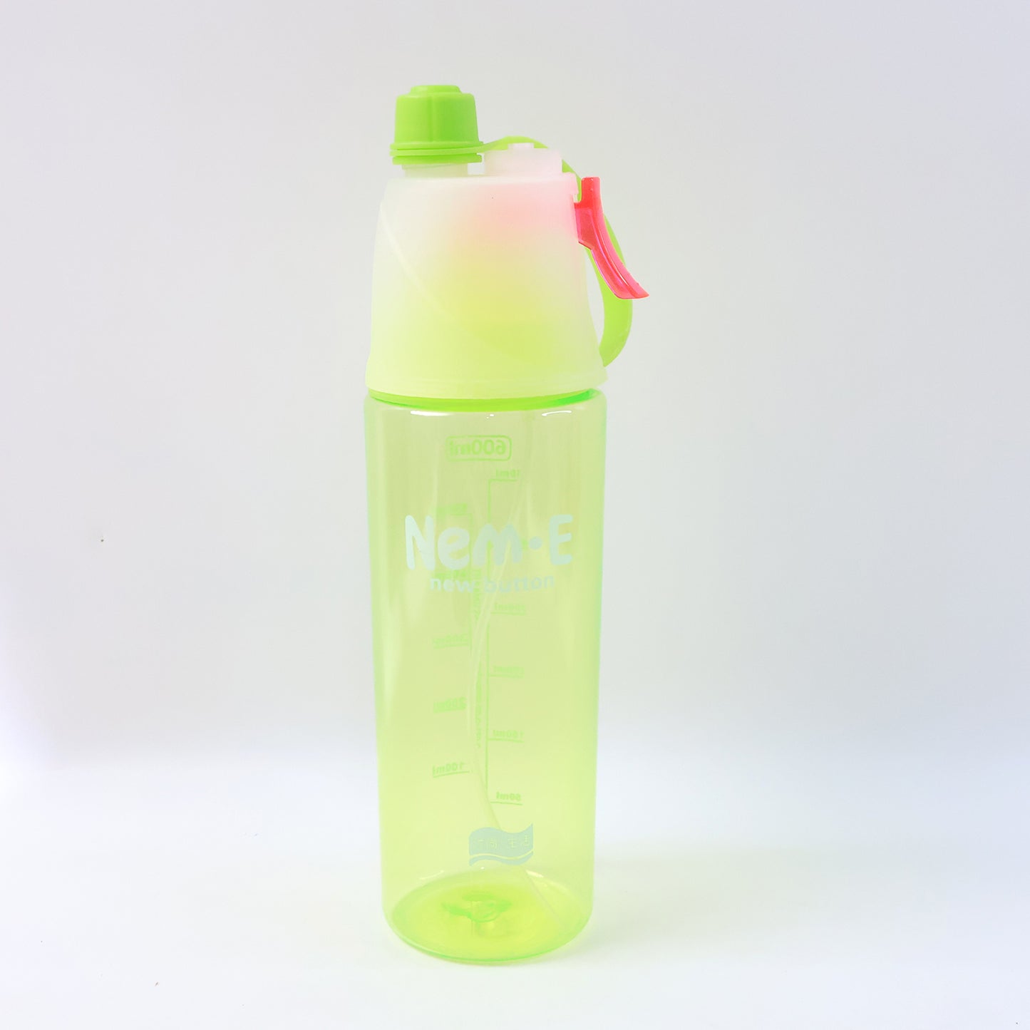 Plastic Dual Function Sports Water Bottle With Built-in Mist Spray And Leakproof Cap (600ml 1 Pc) - warehousetech13