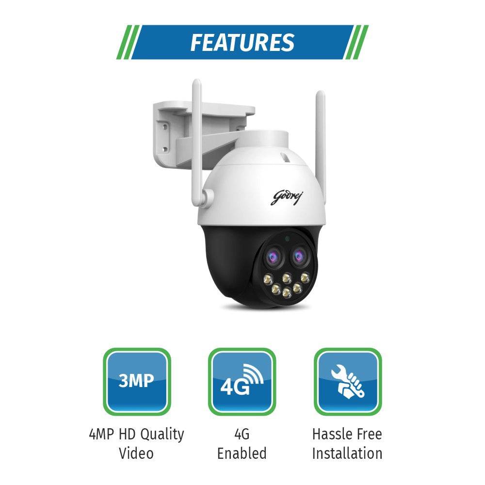 Godrej ACE PRO 3MP Wifi, 2 Way Audio, Smart Motion Tracking, Humanoid Detection, Alarm System Home Camera - warehousetech13