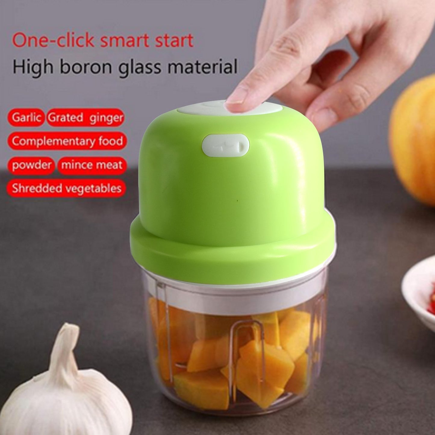 Portable Usb Rechargeable Electric Chopper Fruit Vegetable Onion Chopper Garlic Chopper - warehousetech13