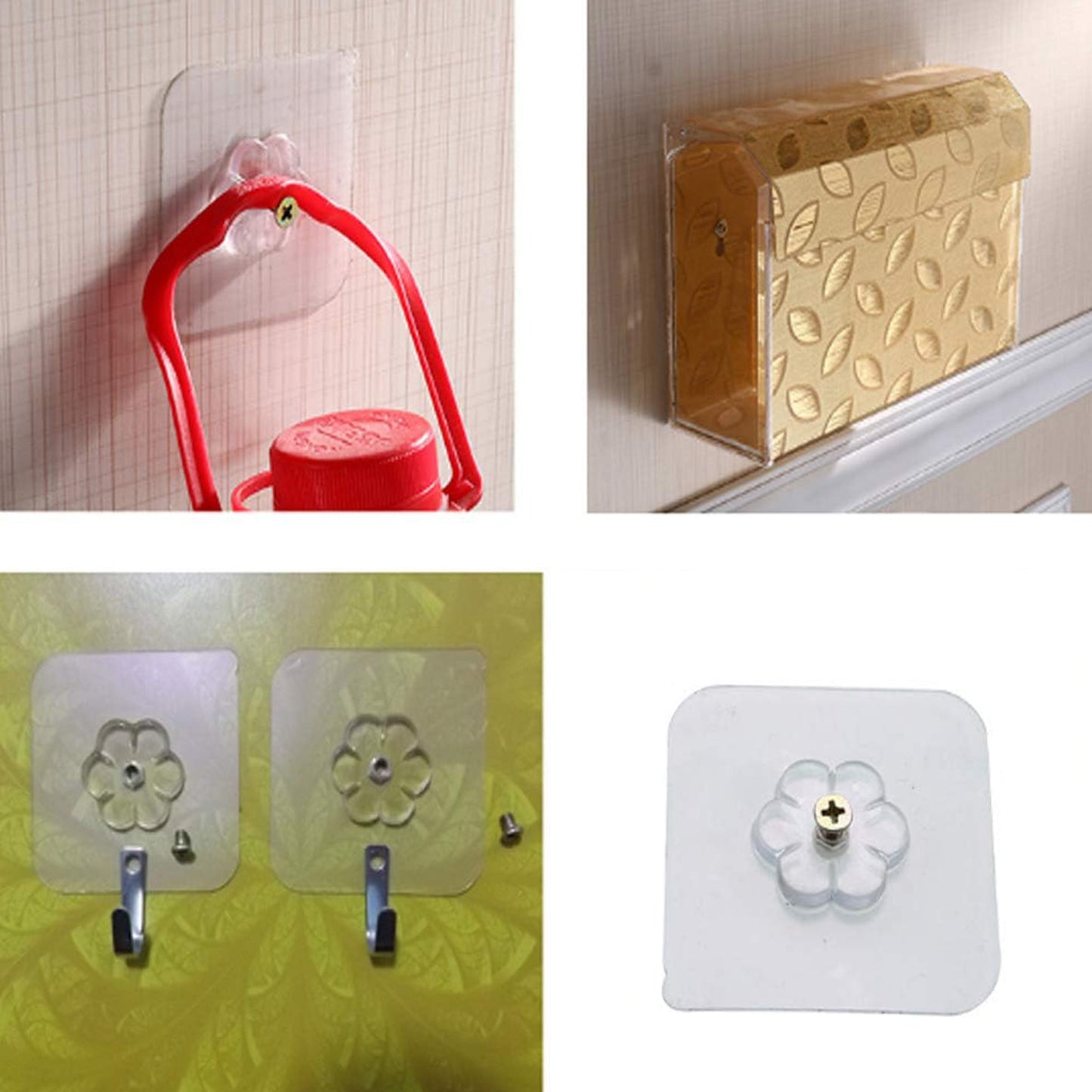 Self Adhesive Hooks Sticker Screw Nut And Bolt Type (4 Pcs Set) - warehousetech13