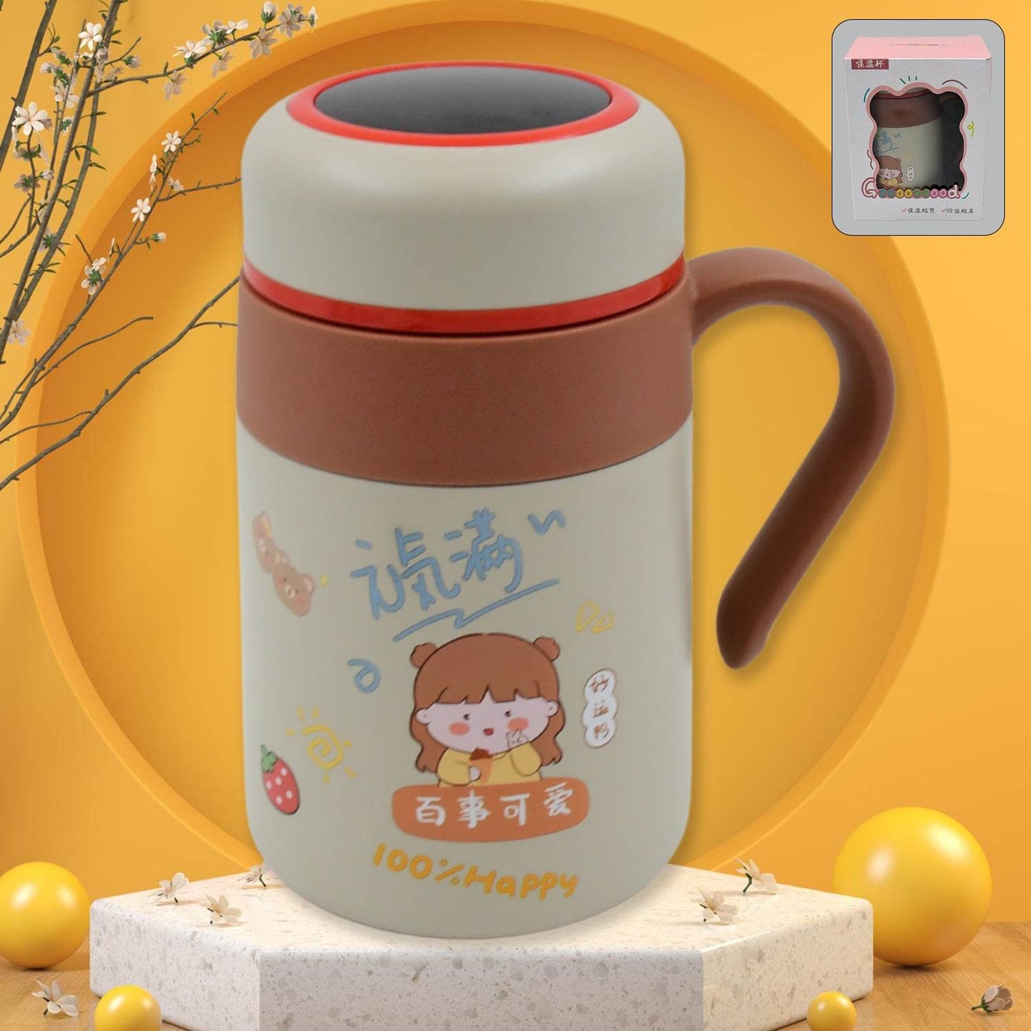 Stainless Steel Mug Bottle Vacuum Insulated Cup With Handle Small Cup (550 Ml) - warehousetech13