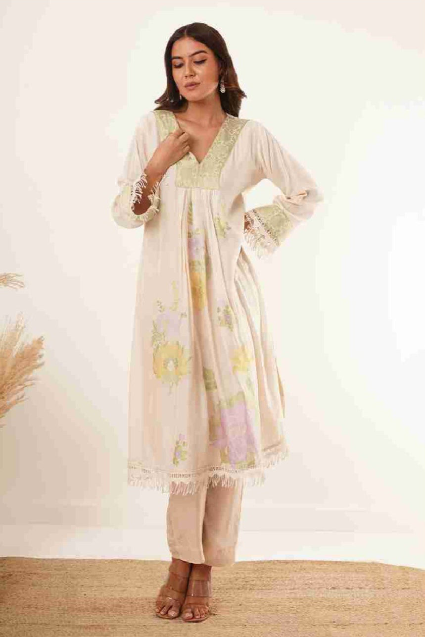 Bahaar Brocade Kurti Neck Designs With Pants - warehousetech13