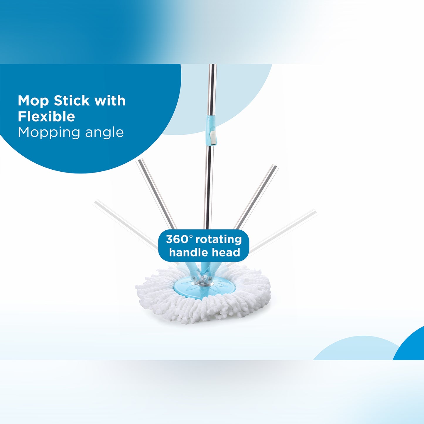 Sporty Plastic Spin Mop With Bigger Wheels And Plastic Auto Fold Handle For 360 Degree Cleaning. - warehousetech13
