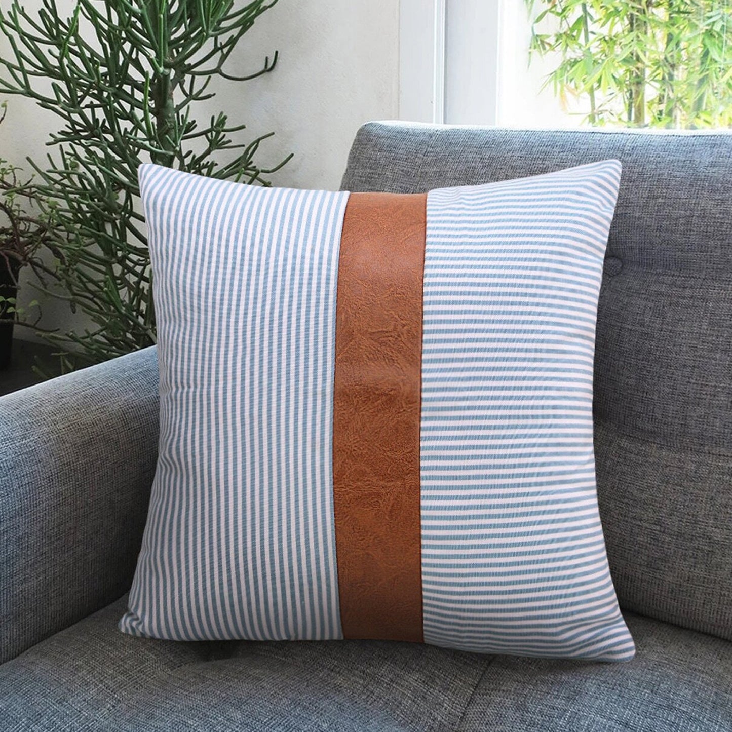 Pillow Covers Leather Cotton Cushion Covers (16 16 Inch 1 Pair 2 Pc) - warehousetech13