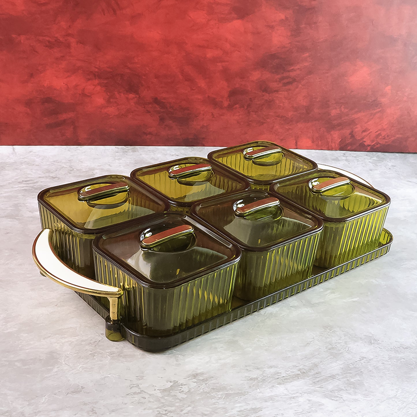 Liger Multipurpose Transparent Spice Jar Set With Tray And Lids 400ml Approx (6 Pc) - warehousetech13
