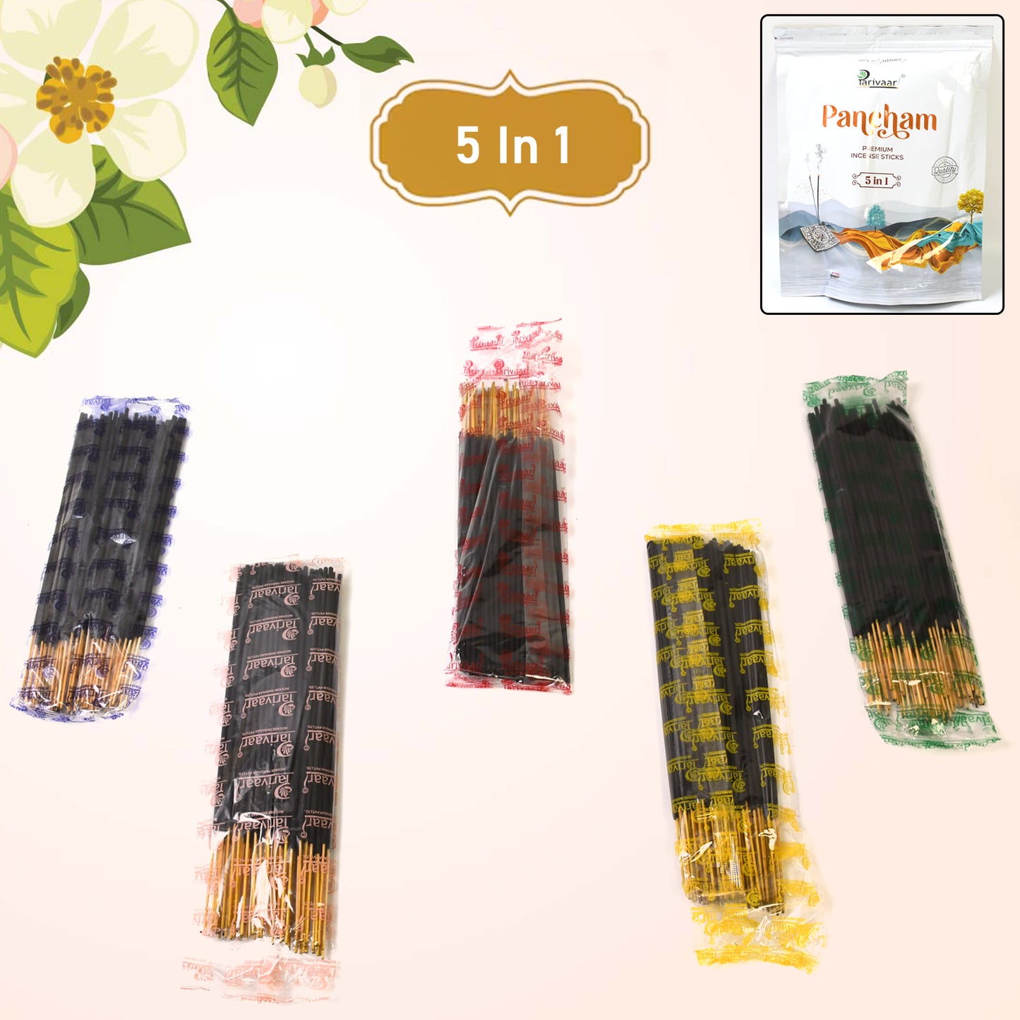 5in1 Pancham Premium Agarbatti Incense Sticks (450 Gm) - warehousetech13
