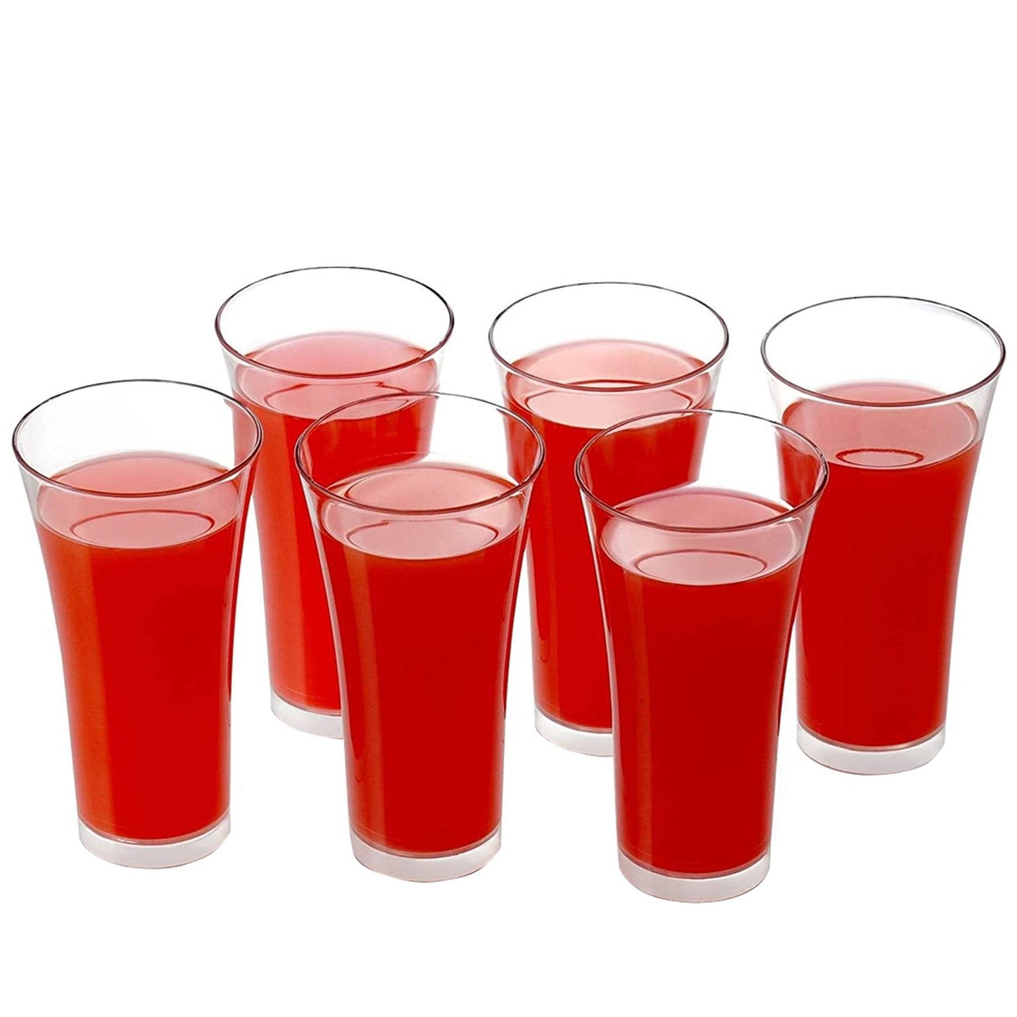 Stylish Look Plastic Juicy Glass Transparent Glasses Set 300ml (6pcs) - warehousetech13