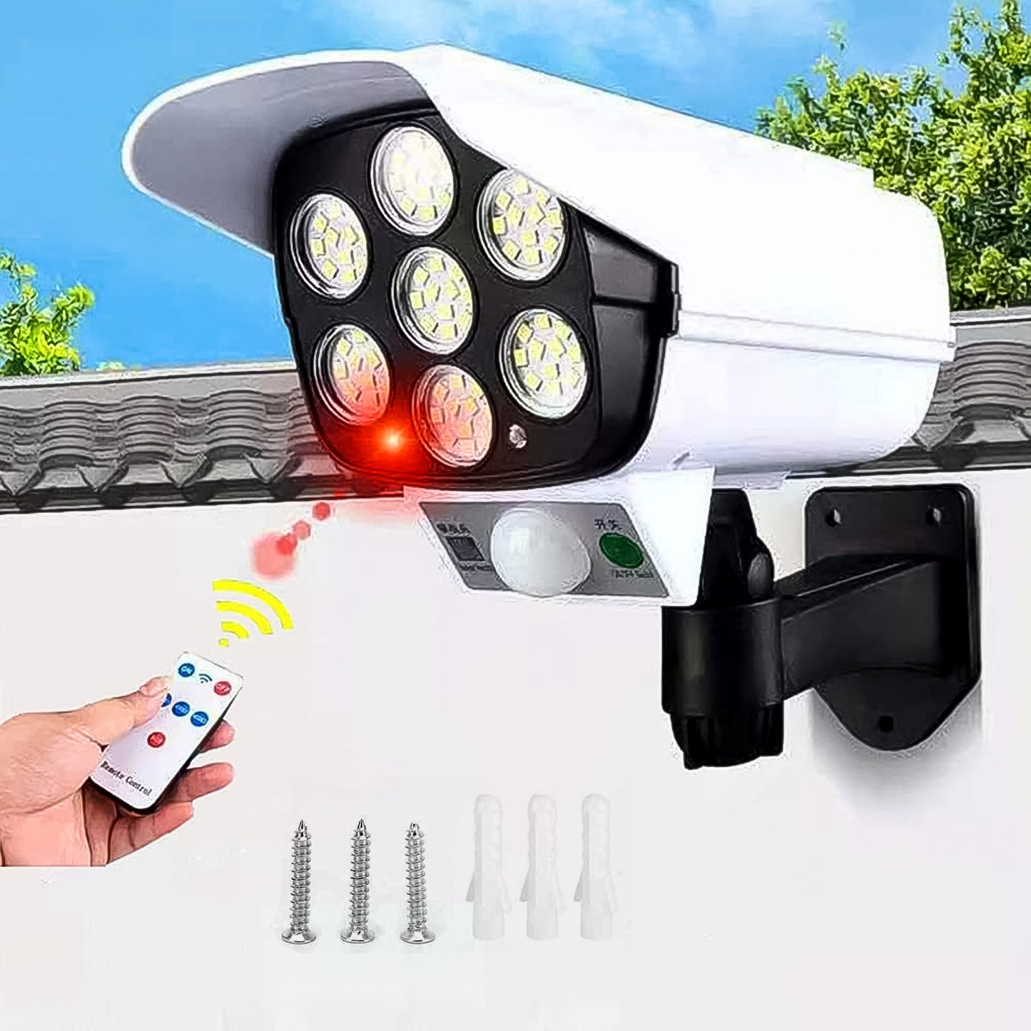 Solar Light Outdoor Motion Sensor Security Camera Shaped Dummy Wall Lamp (1 Pc) - warehousetech13