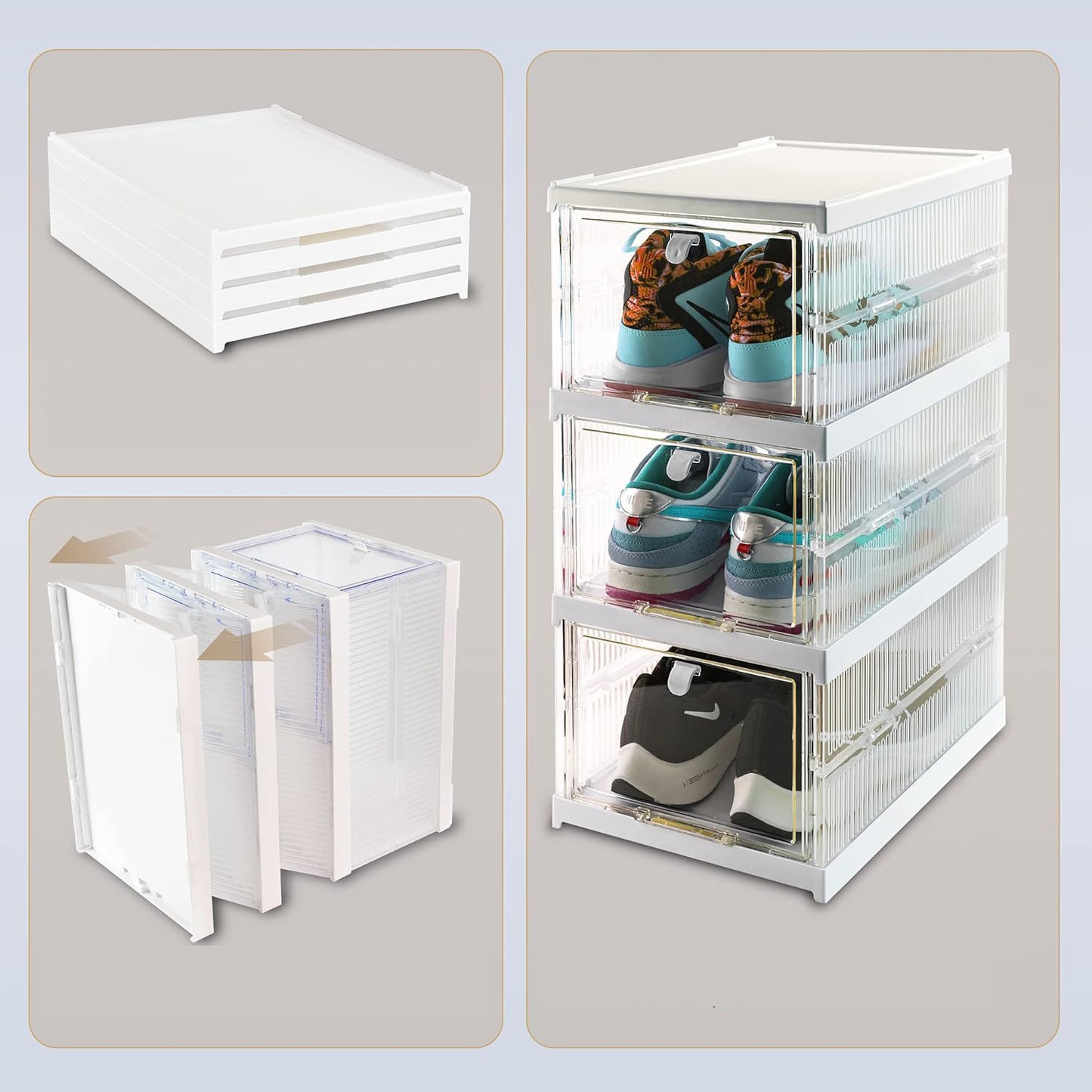 Stackable Multifunctional Storage For Clothes Foldable Drawer Shelf Basket Utility Cart Rack Storage Organizer Cart For Kitchen Pantry Closet Bedroom Bathroom Laundry (3 Layer 1 Pc) - warehousetech13