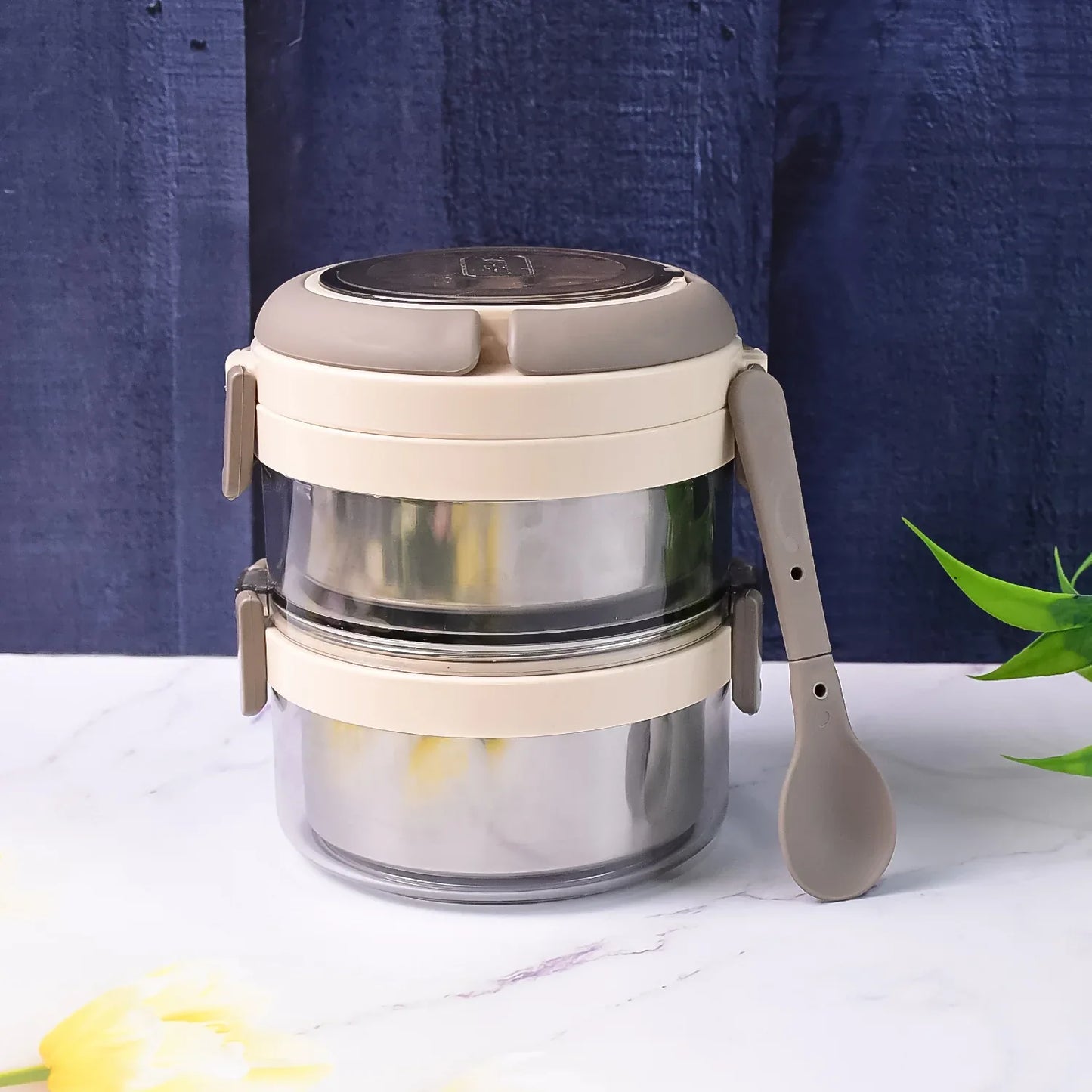 Ganesh Steko-2 Double Layer Stainless Steel Insulated Lunch Box Set - warehousetech13