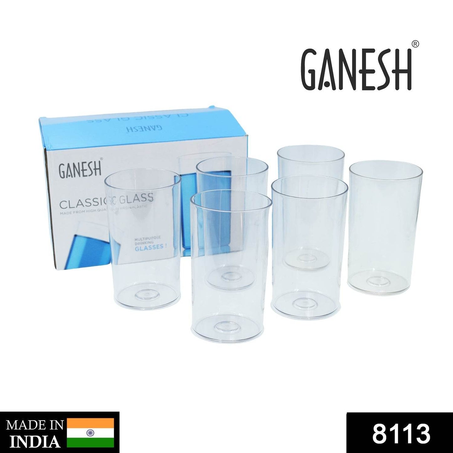 Ganesh Classic Glass Set Of-6 (Each Glass 350ml) - warehousetech13