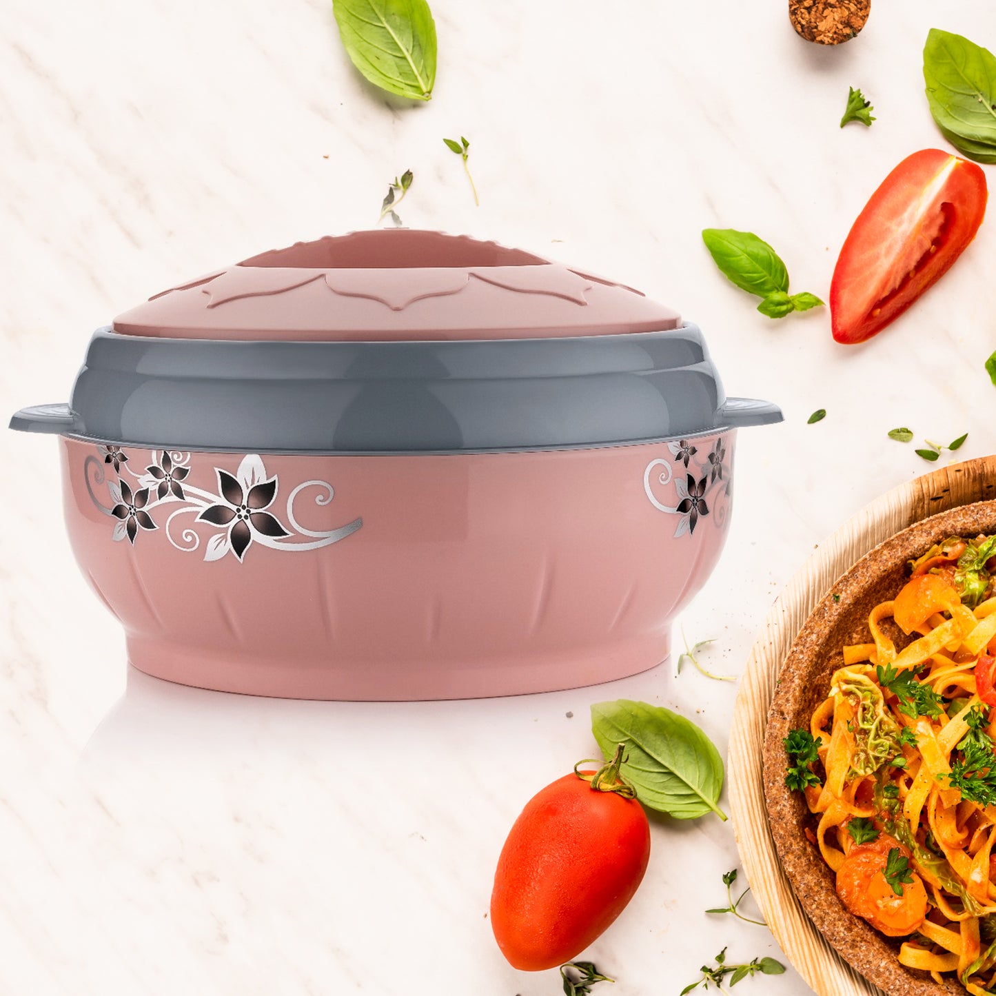 High Quality Steel Casserole Box For Food Searving Inner Steel Insulated Casserole Hot Pot Flowers Printed Chapati Box For Roti Kitchen (Approx 4500 Ml) - warehousetech13