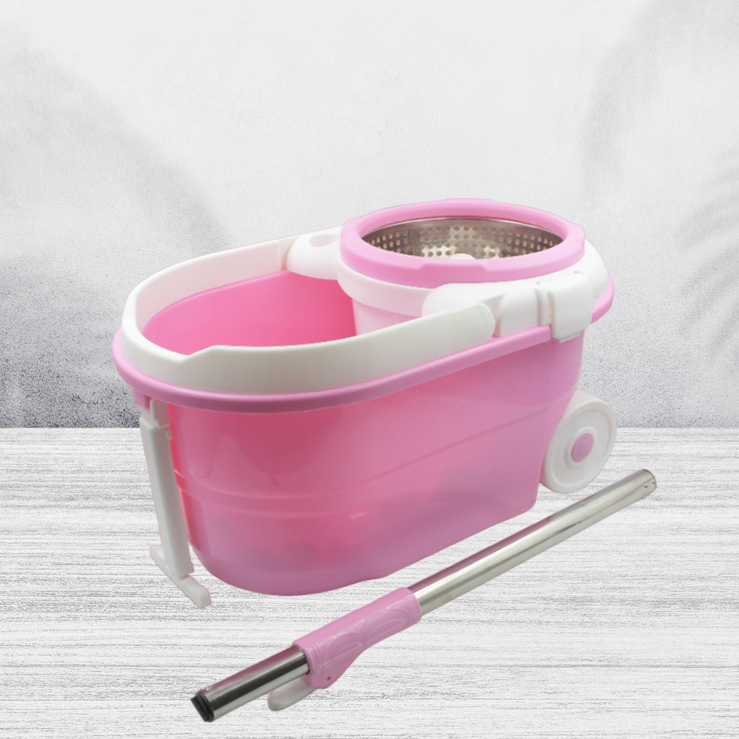 4105 Mop With Bucket For Floor Cleaning With Steel Spin Mop For Floor Cleaning Floor Cleaner Mop Spin Mop Magic Mop Mop Stick Spin Mop Set With Bucket Household Office Cleaning Tool Mop - warehousetech13