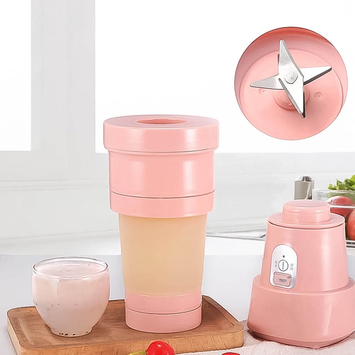 Foldable Electric Juicer Portable Blender Stainless Steel 6 Blades (500 Ml) - warehousetech13