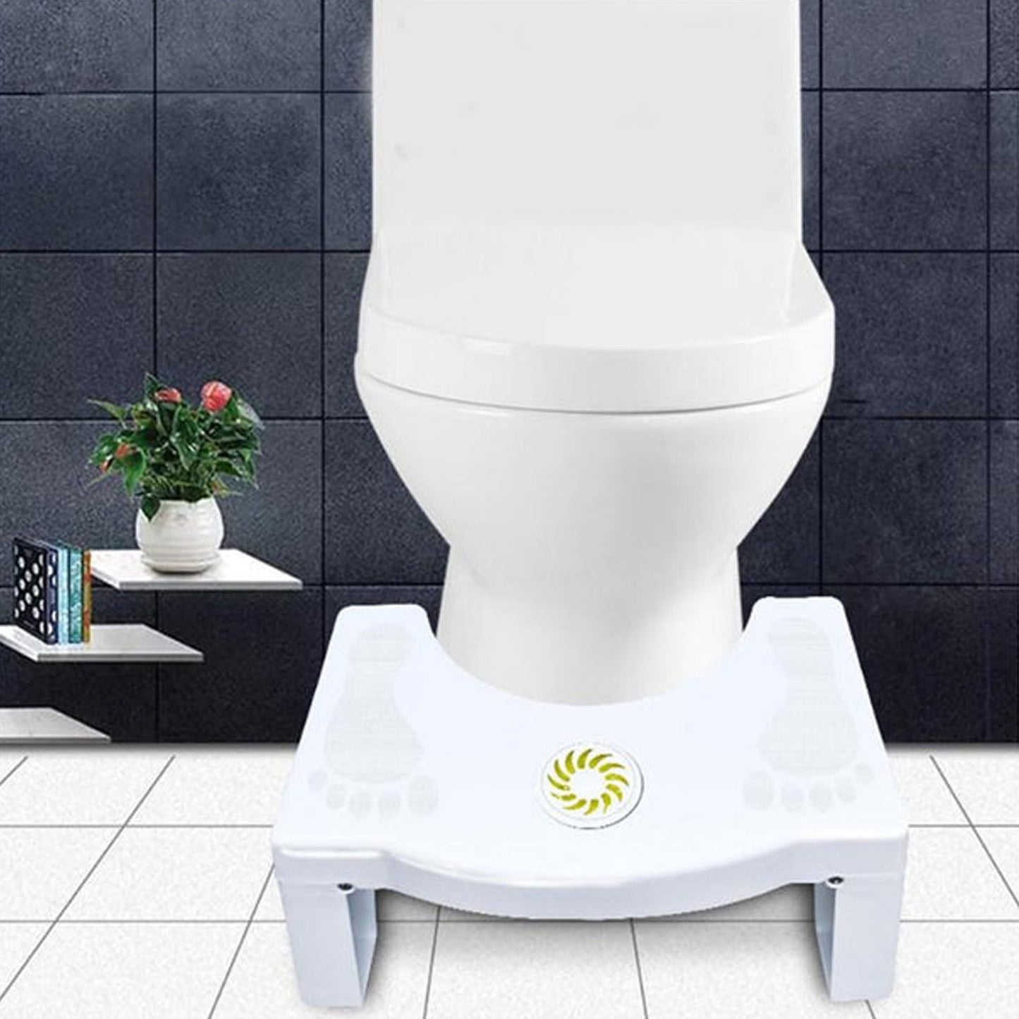 6005a Plastic Non-slip Folding Toilet Squat Stool - White Color - warehousetech13