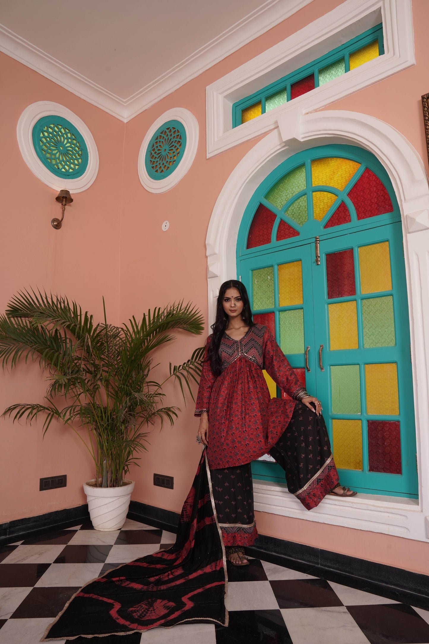 Kanishka Red Chanderi Kurta Set with Matching Dupatta - Perfect Ethnic Wear