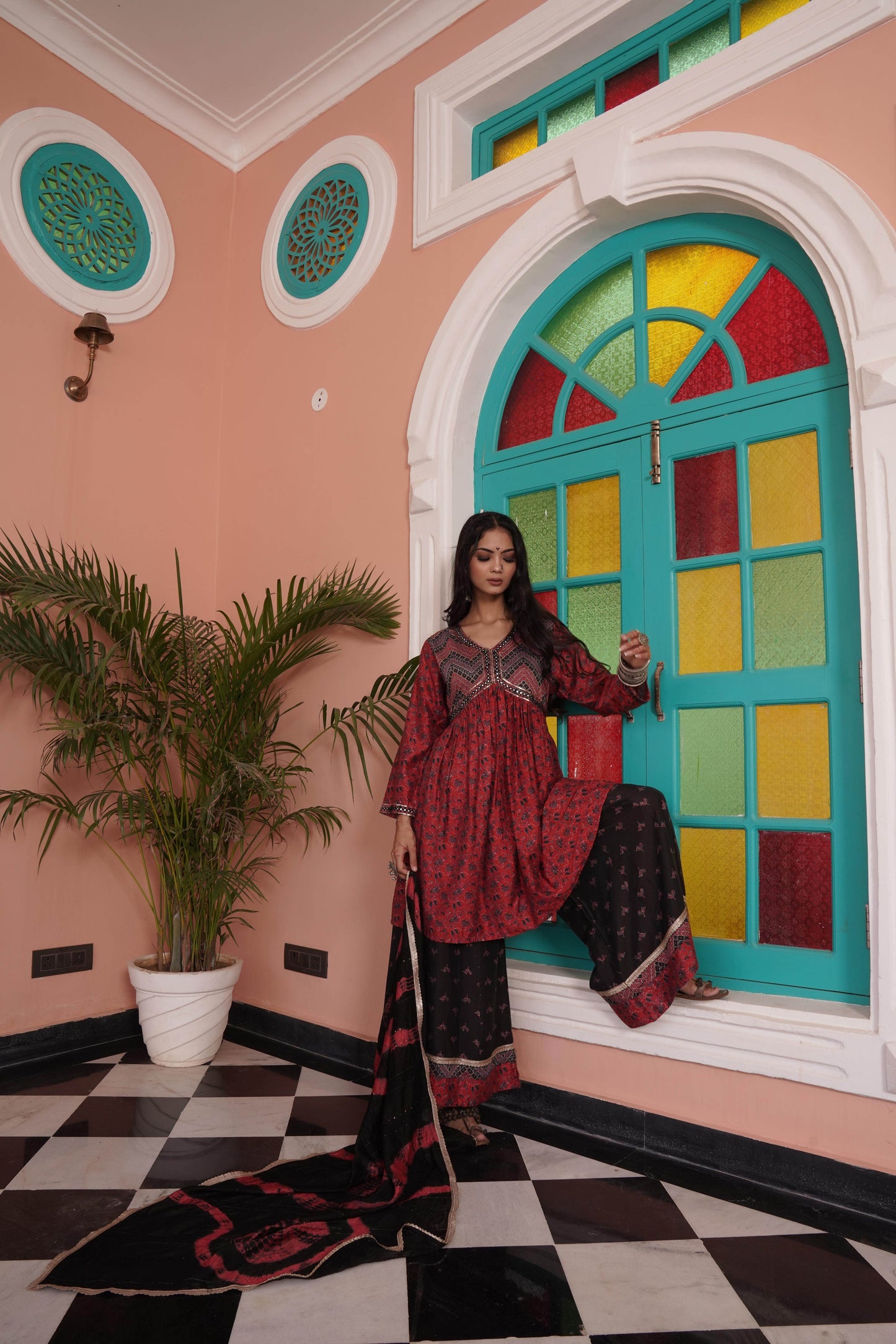 Kanishka Red Chanderi Kurta Set with Matching Dupatta - Perfect Ethnic Wear