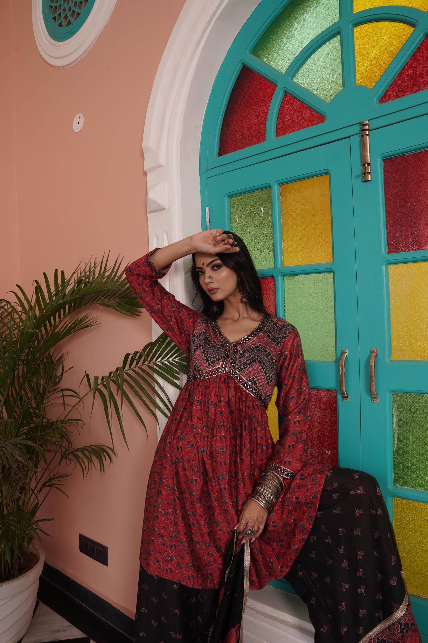 Kanishka Red Chanderi Kurta Set with Matching Dupatta - Perfect Ethnic Wear
