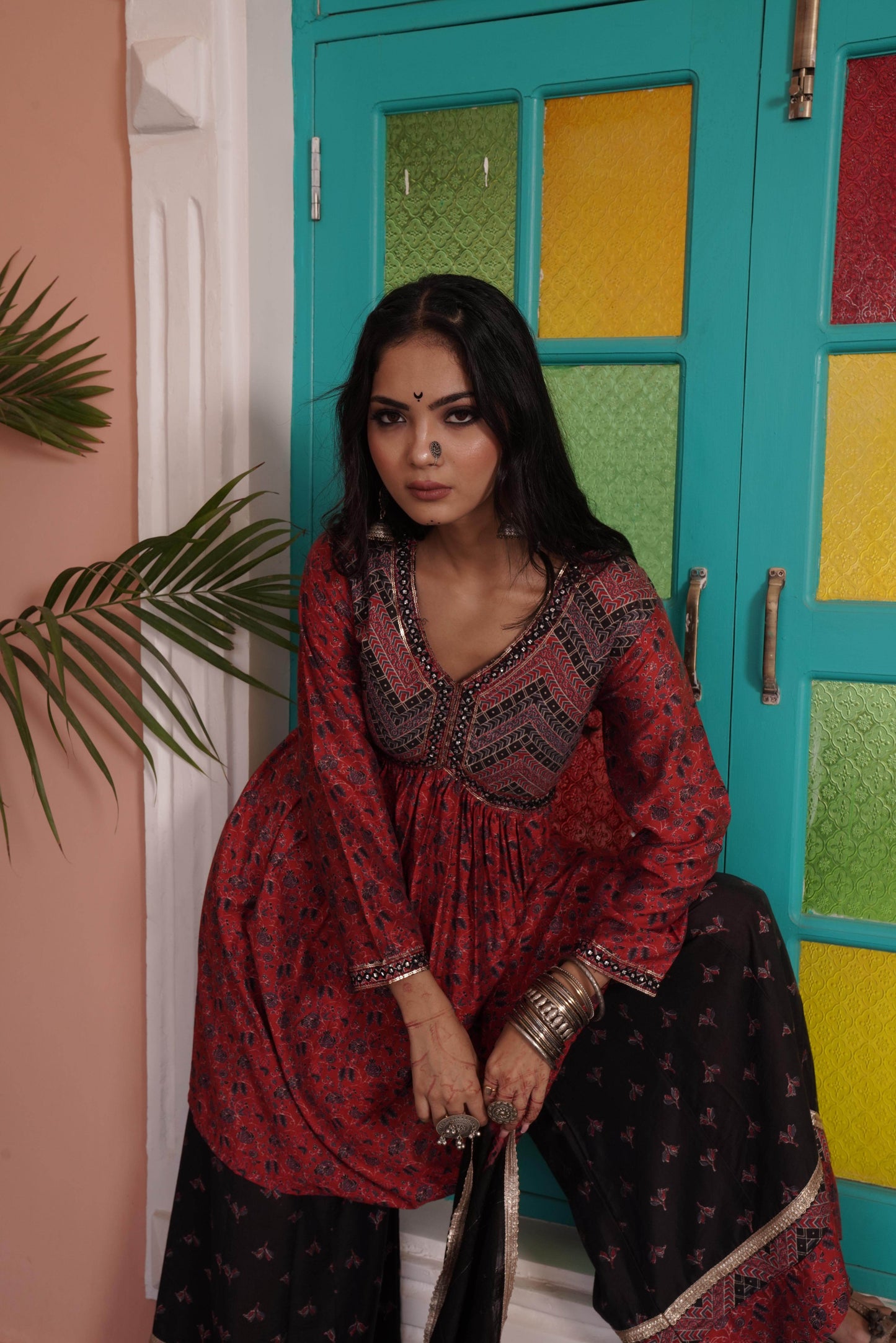 Kanishka Red Chanderi Kurta Set with Matching Dupatta - Perfect Ethnic Wear