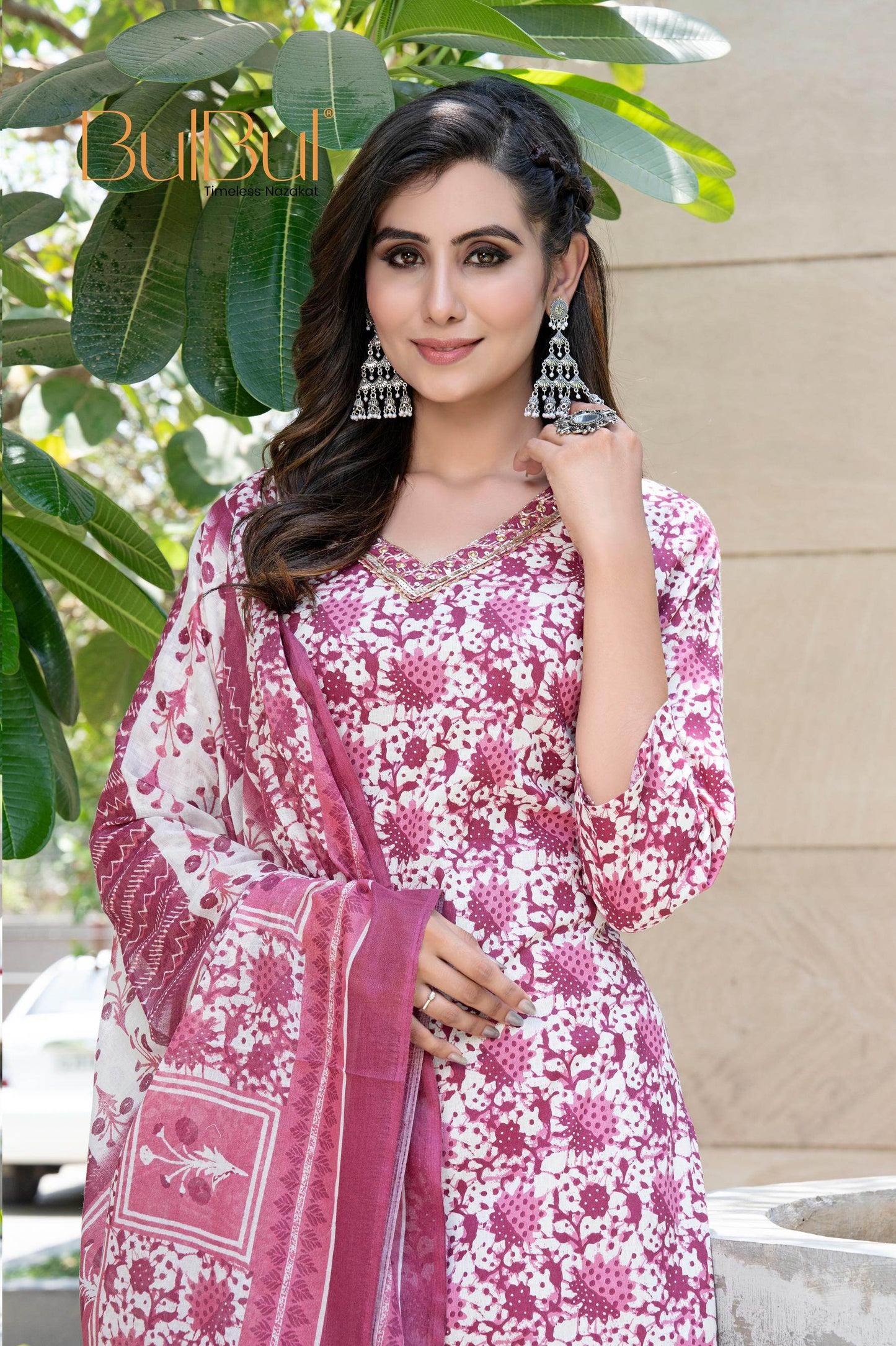 Stylish Cotton Kurta Set with Dupatta for Women – Elegant Navy & Wine Color Ethnic Wear