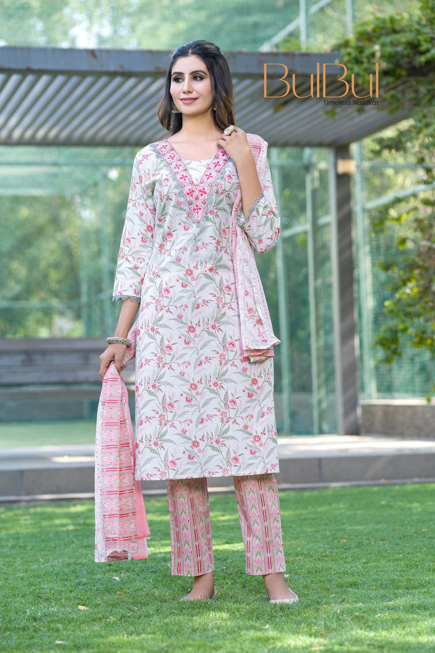 Stylish Cotton Kurta Set with Dupatta for Women – Elegant Blue & Red Color Ethnic Wear