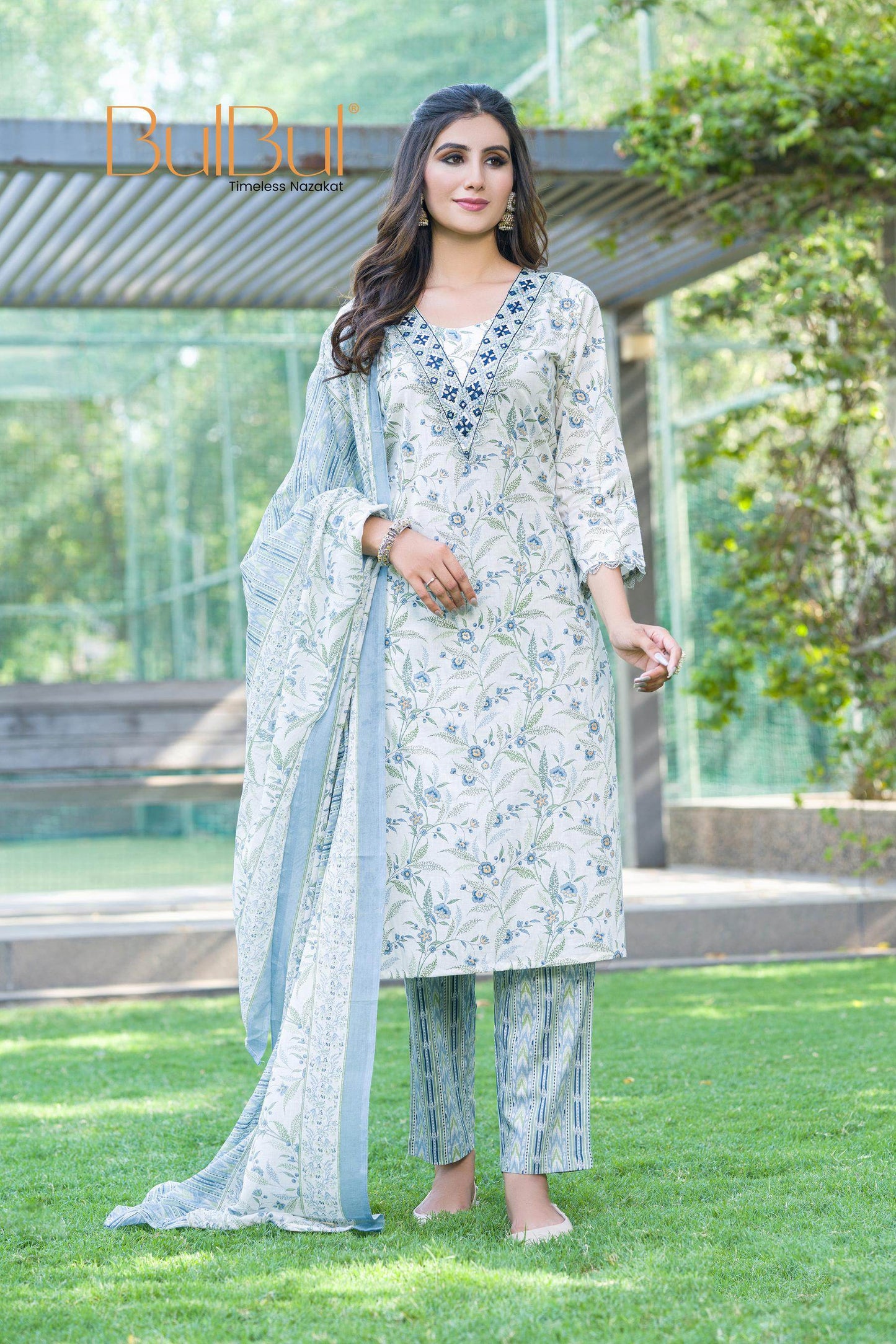 Stylish Cotton Kurta Set with Dupatta for Women – Elegant Blue & Red Color Ethnic Wear