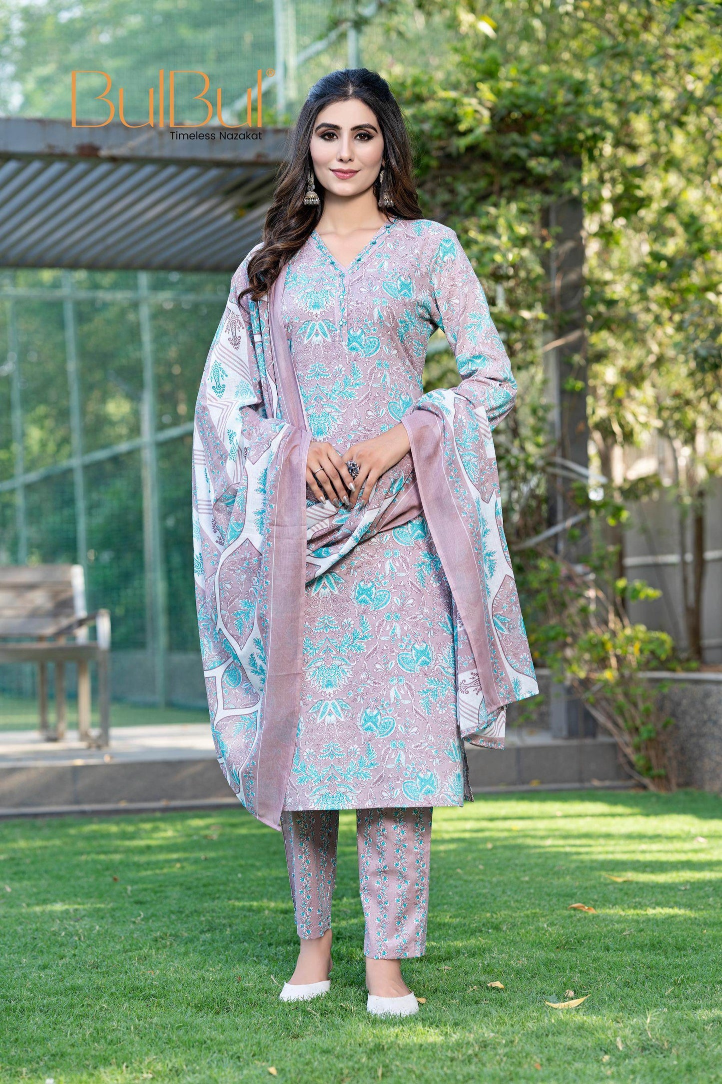 Stylish Cotton Kurta Set with Dupatta for Women – Elegant Brown & Green Color Ethnic Wear