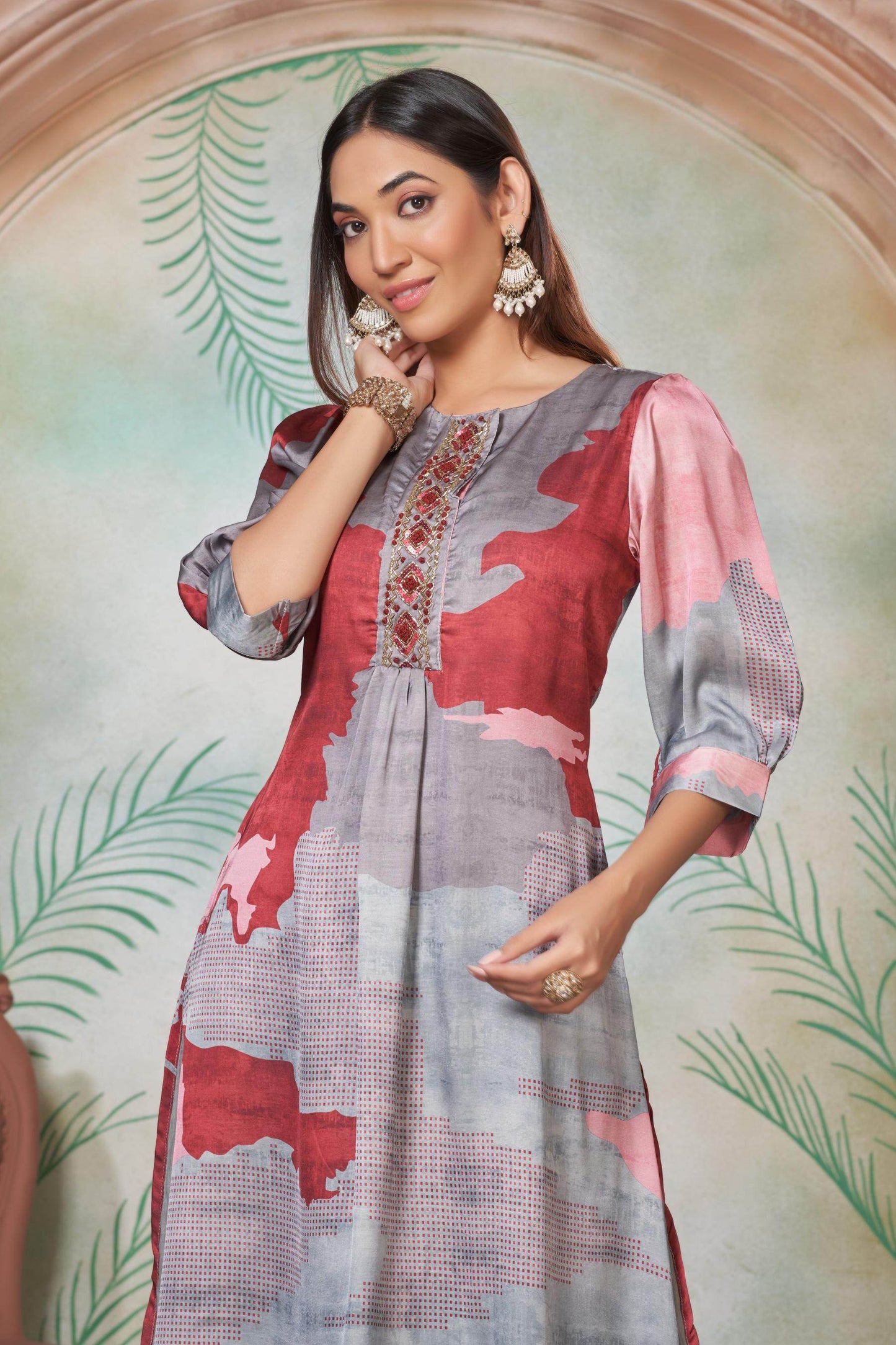 Tanya Silk Kurta Set in Purple & Pink – Soft Satin Fabric