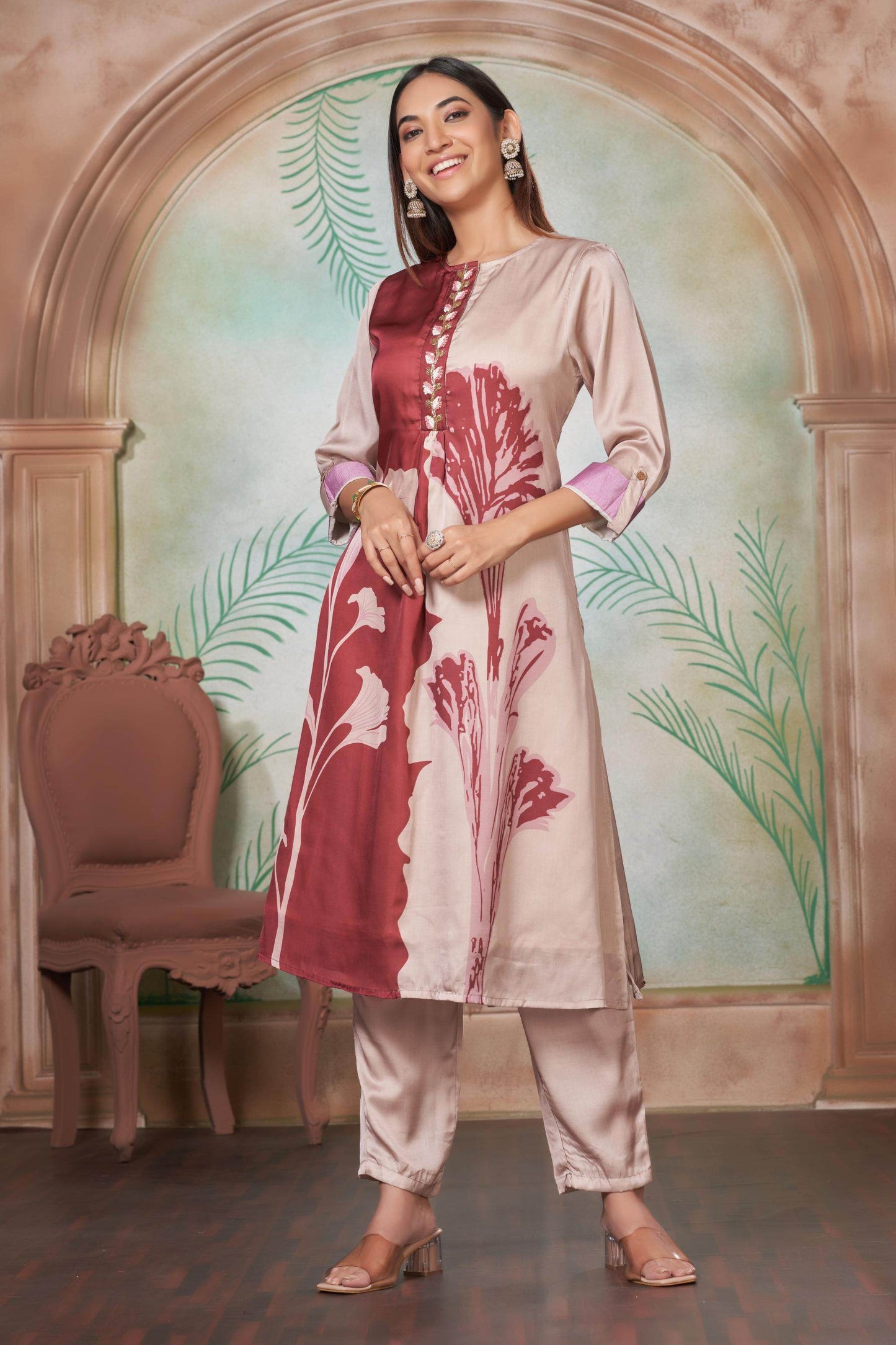 Arwa Silk Brown & Black Kurta Set – Elegant Traditional Wear
