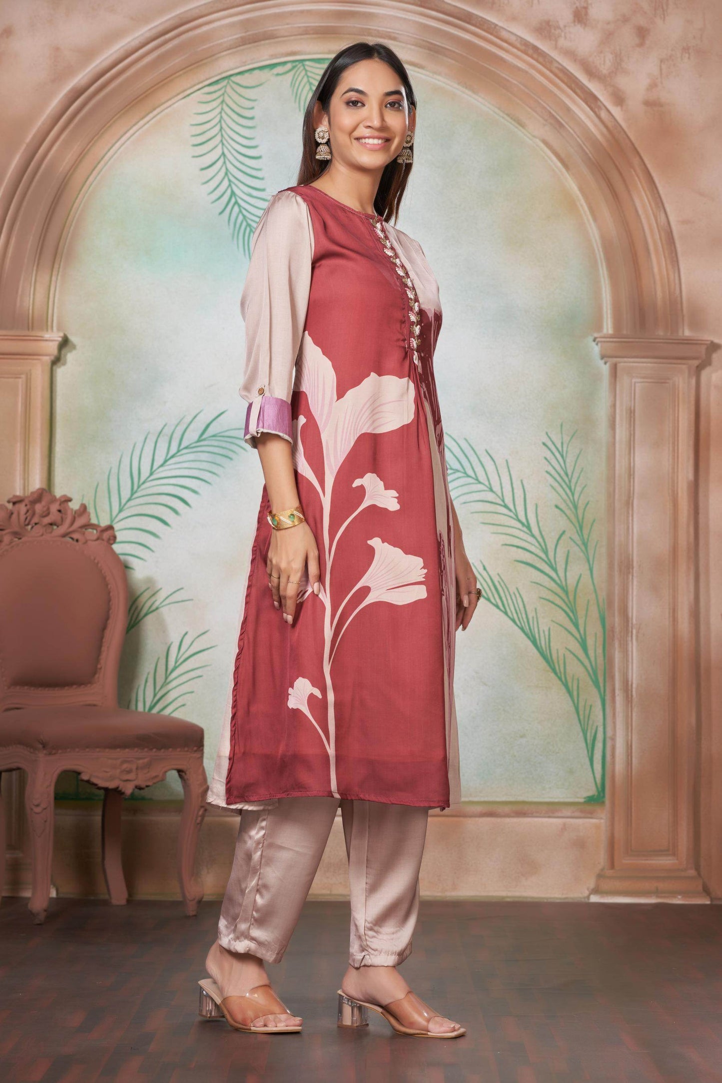 Arwa Silk Brown & Black Kurta Set – Elegant Traditional Wear