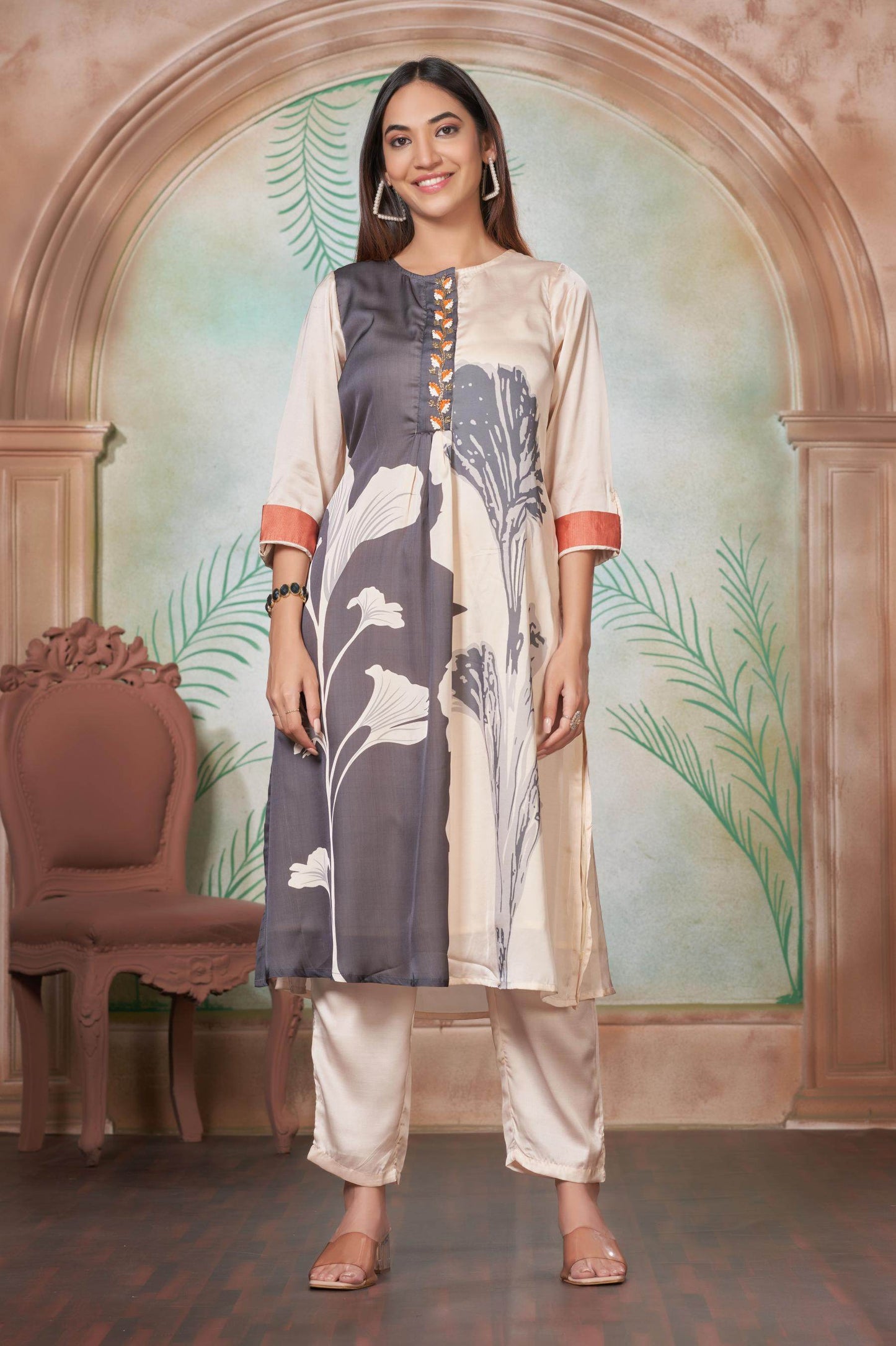Arwa Silk Brown & Black Kurta Set – Elegant Traditional Wear